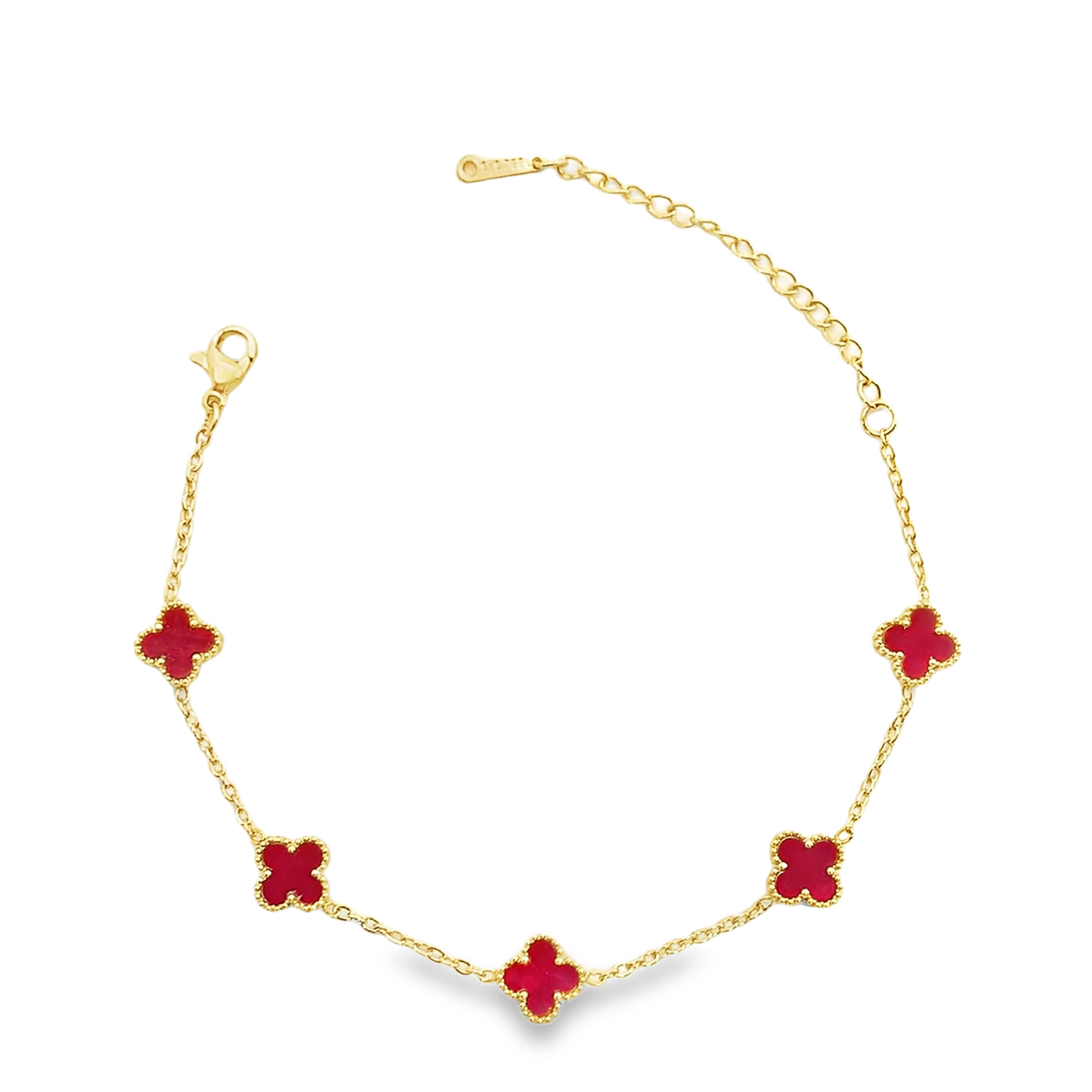 Bransoletka z żółtego złota z okrągłymi akcentami rubinowymi