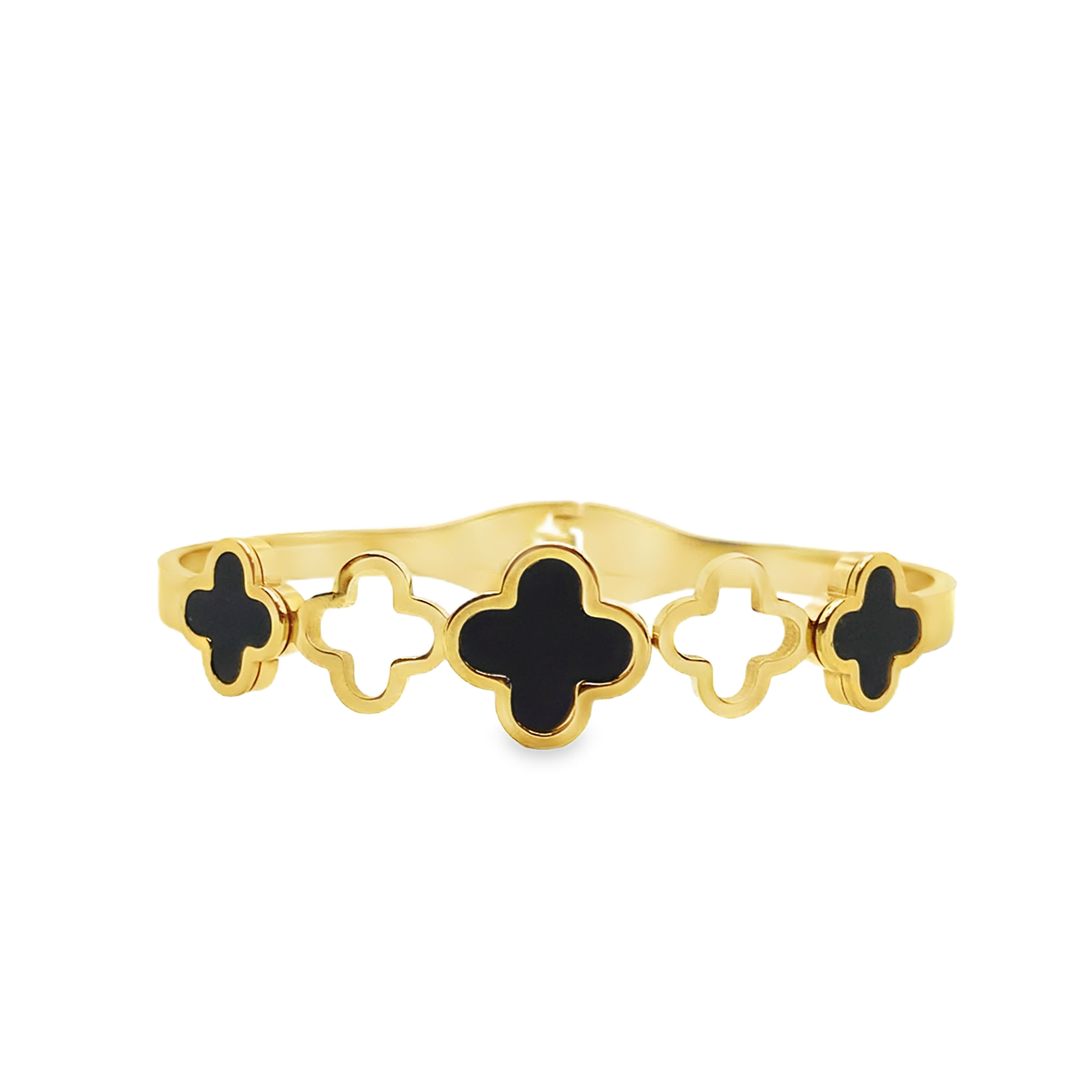 Bransoletka z motywem koniczyny w odcieniu żółtego złota