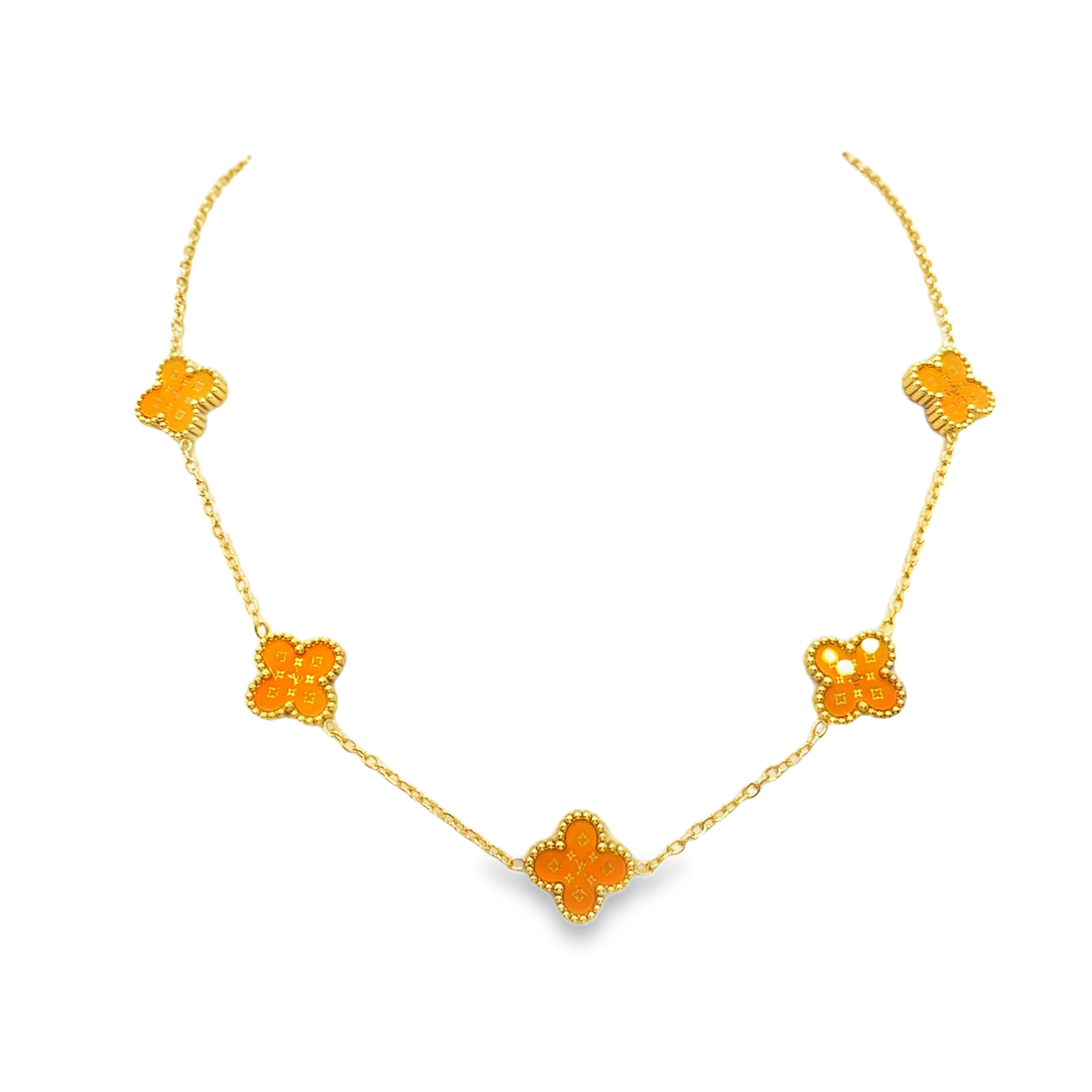 Naszyjnik z żółtego złota z akcentami koniczyny