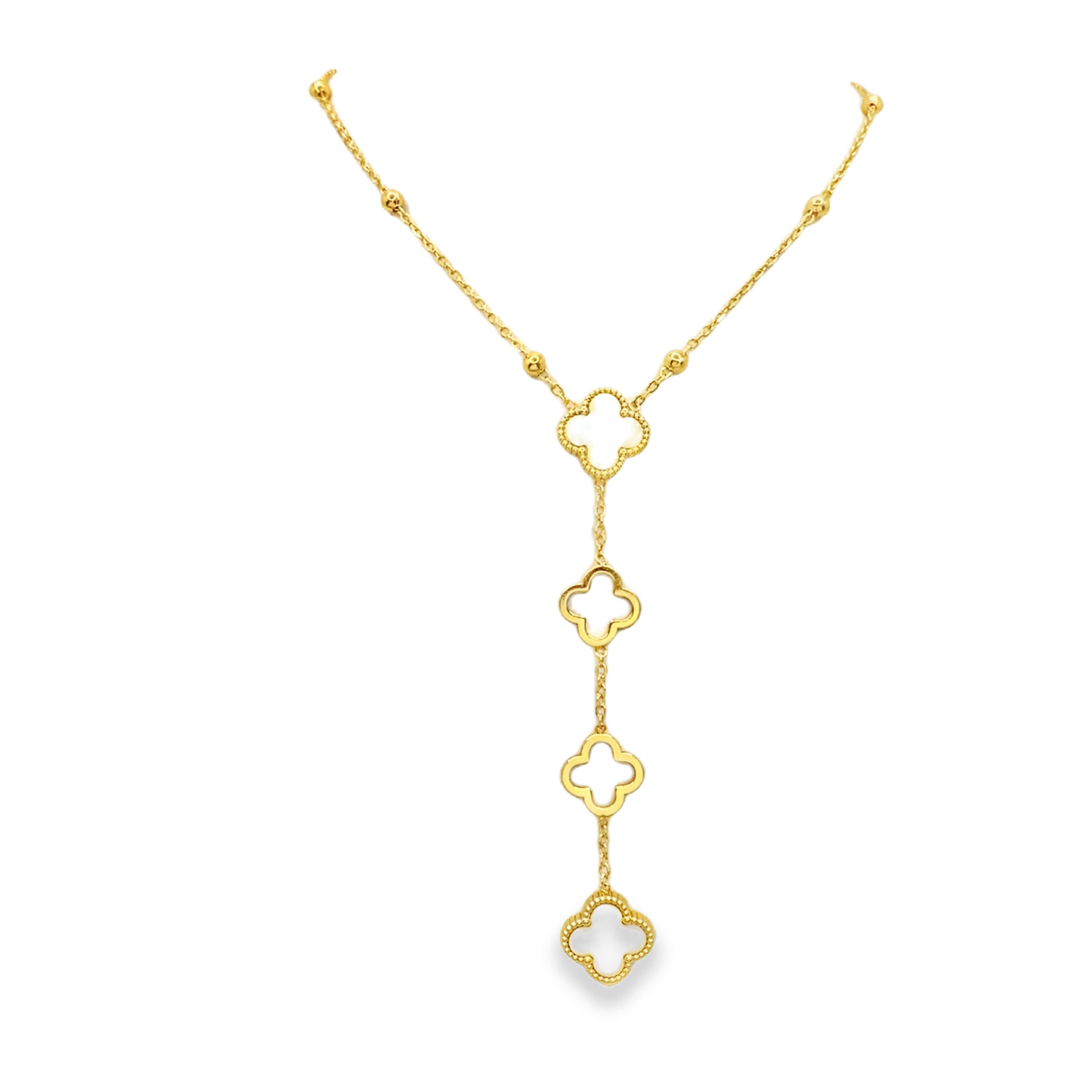 Naszyjnik z żółtego złota z perłowymi akcentami