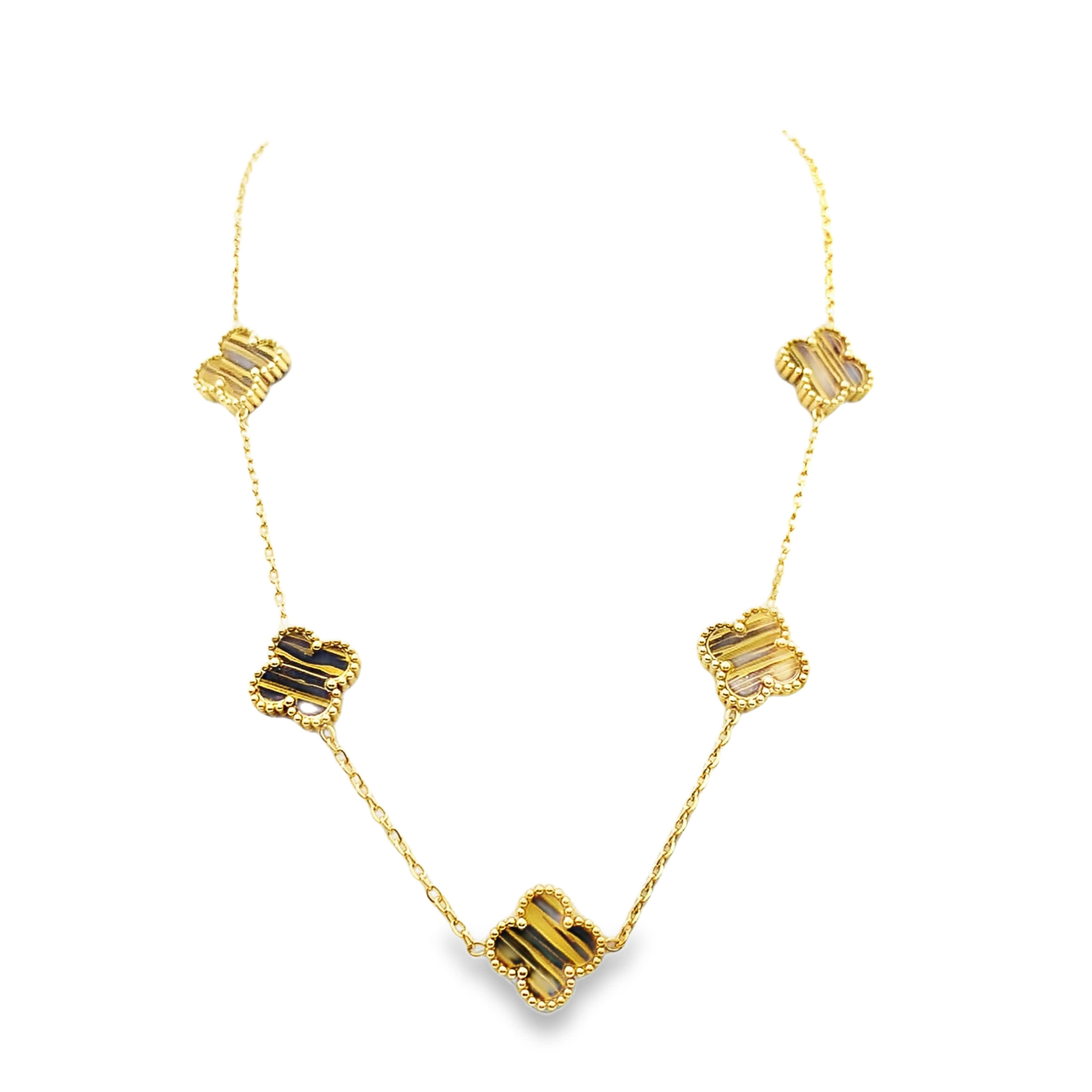 Elegancki naszyjnik z żółtego złota z motywem koniczyny