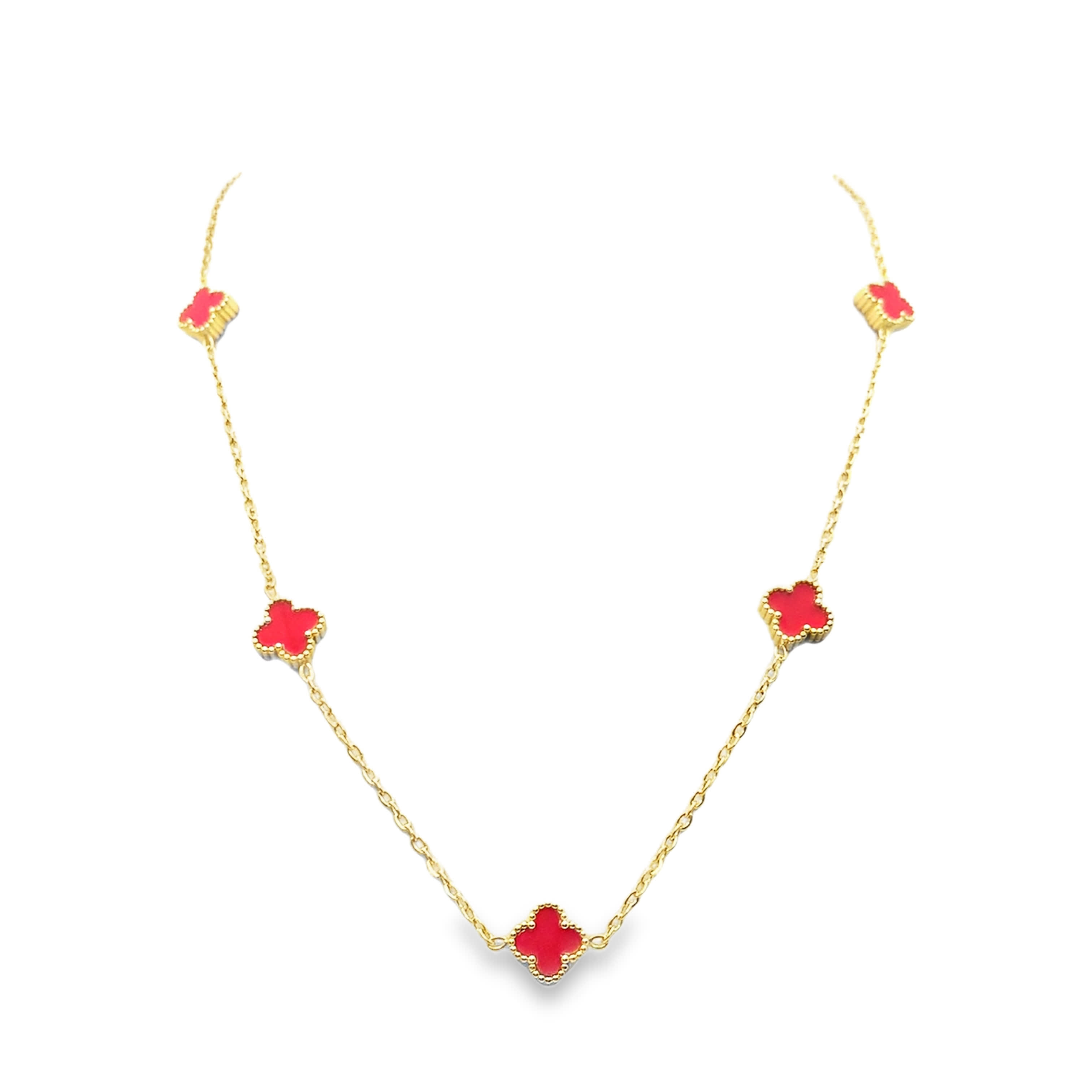 Naszyjnik z żółtego złota z żywymi akcentami z czerwonego korala