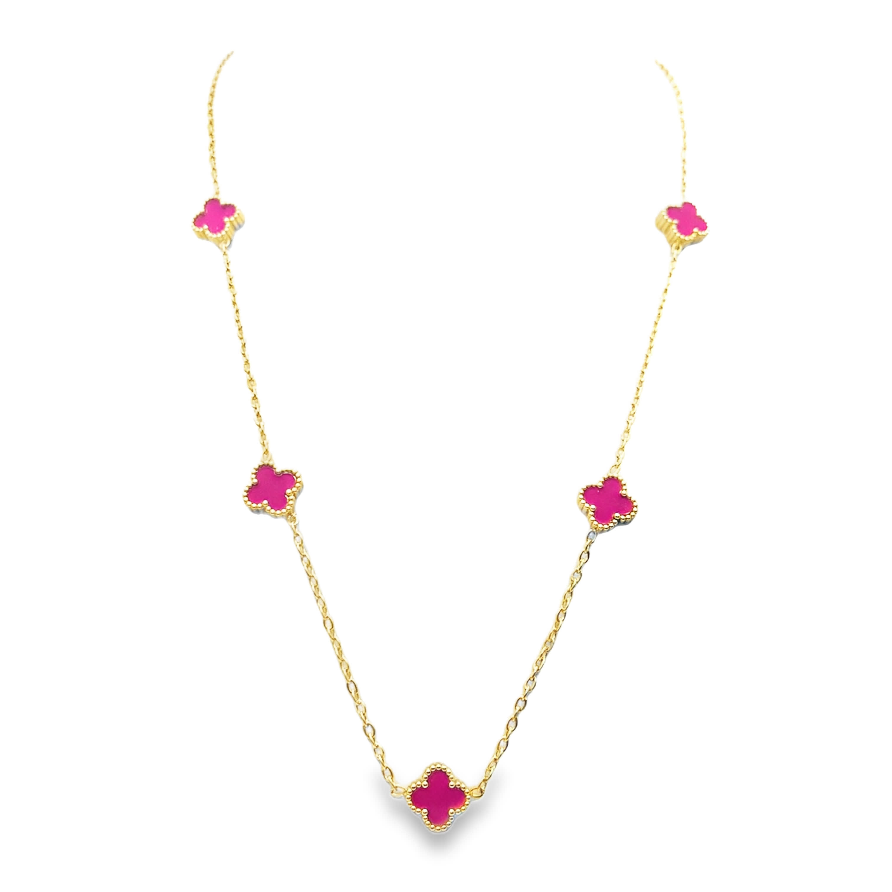 Naszyjnik z żółtego złota z akcentami z czerwonego kwarcu