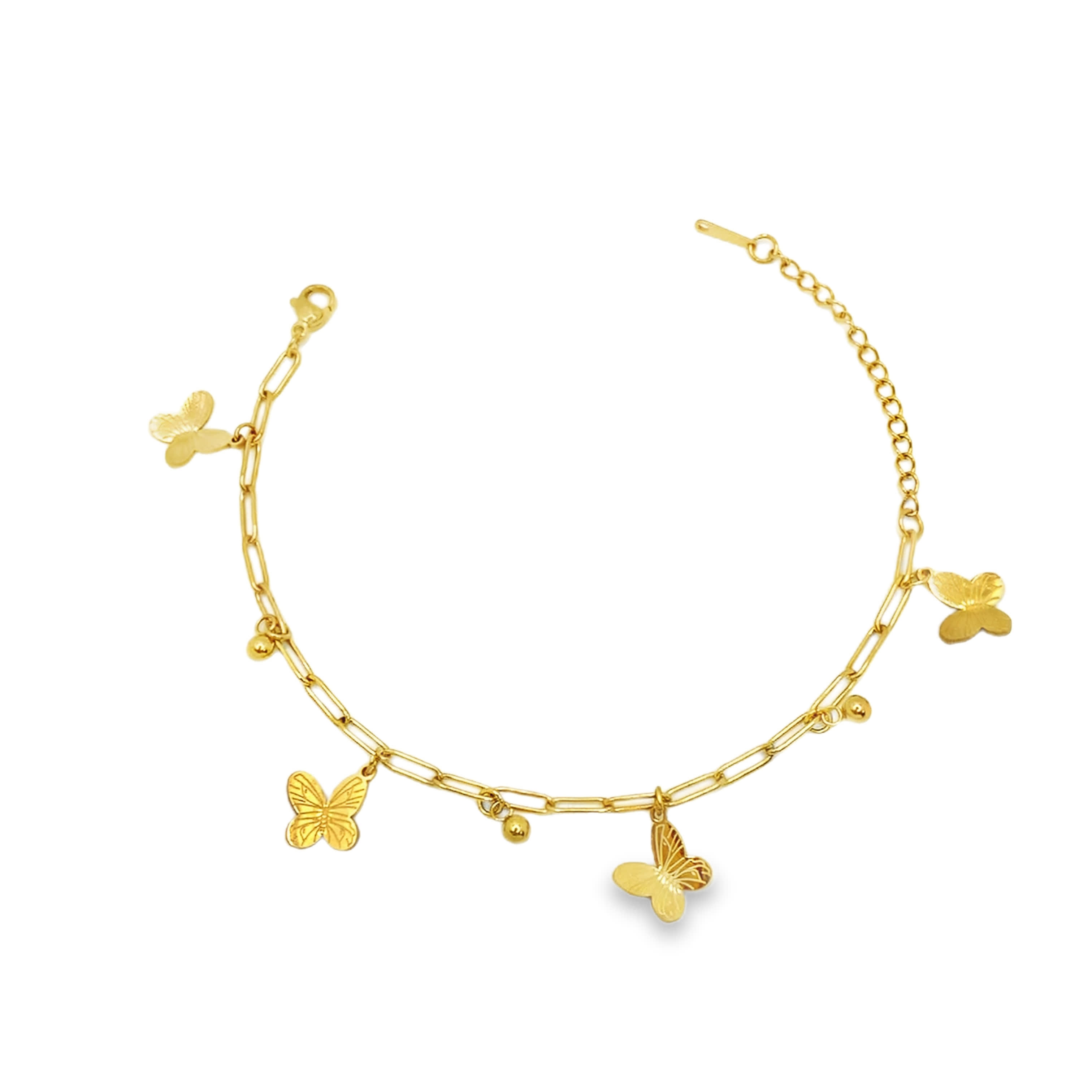 Bransoletka z zawieszką motyla z żółtego złota