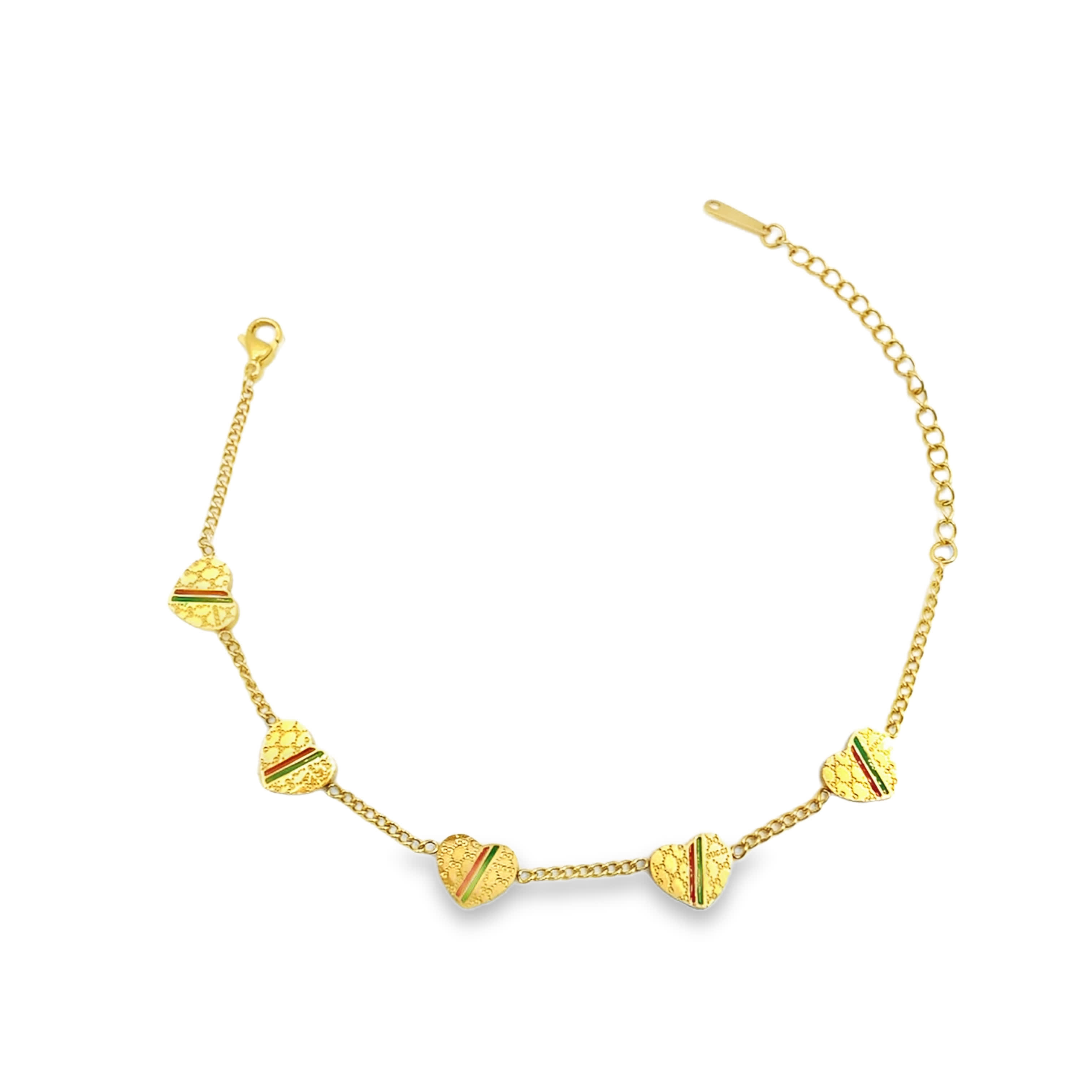 Bransoletka z łańcuszkiem w kształcie serca z żółtego złota