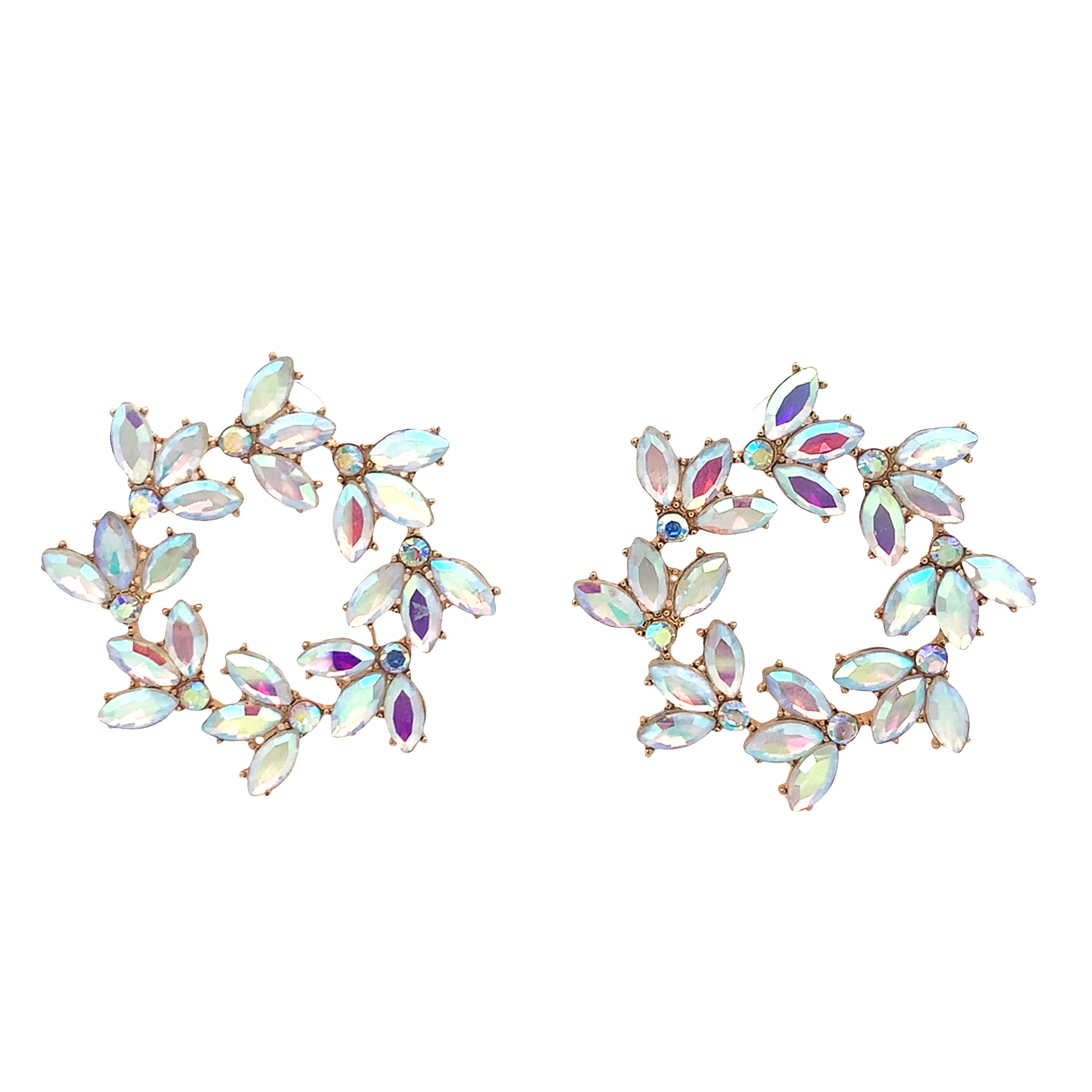 Kolczyki koła z żółtego złota z kryształowymi akcentami