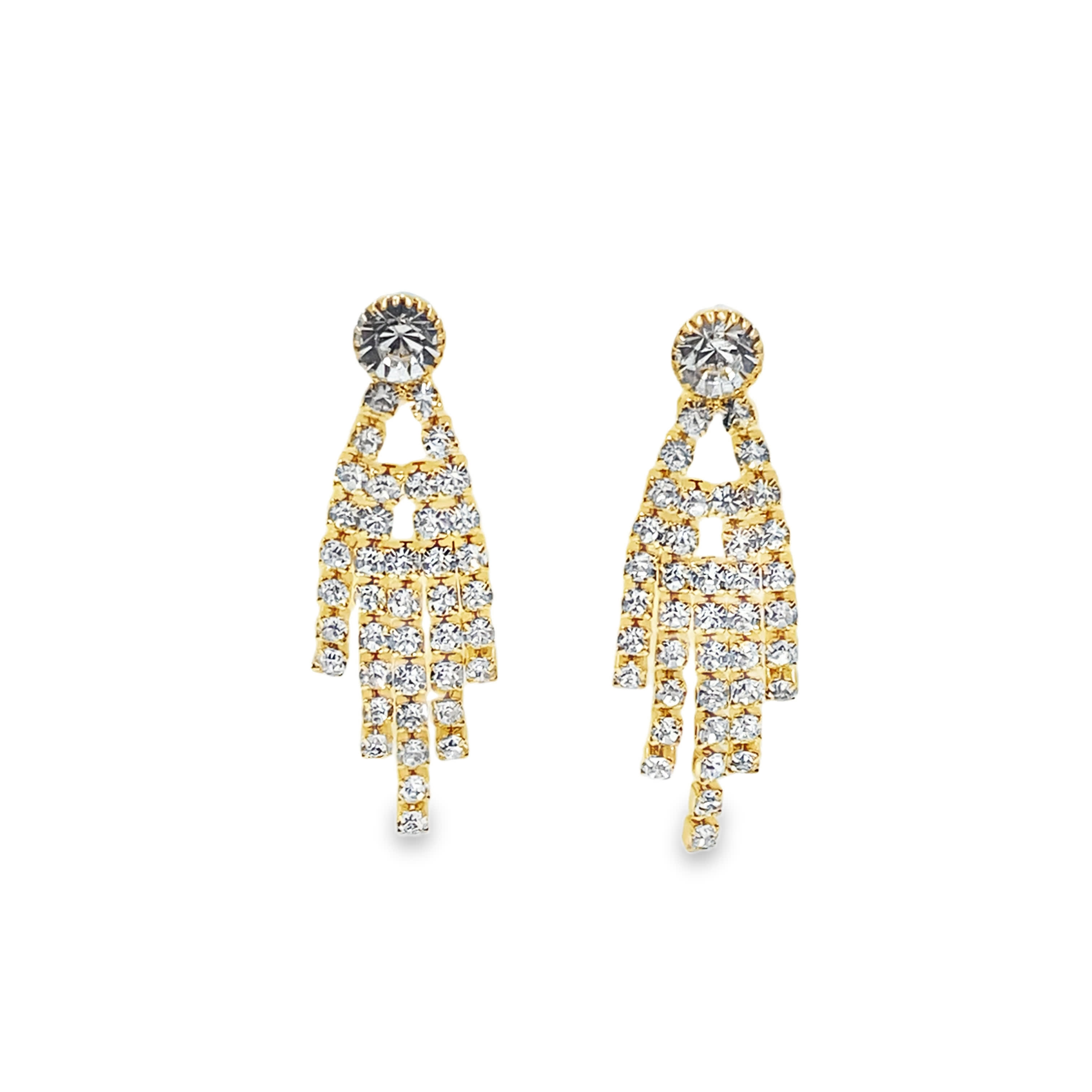 Kolczyki wiszące z żółtego złota z diamentami, szlif brylantowy