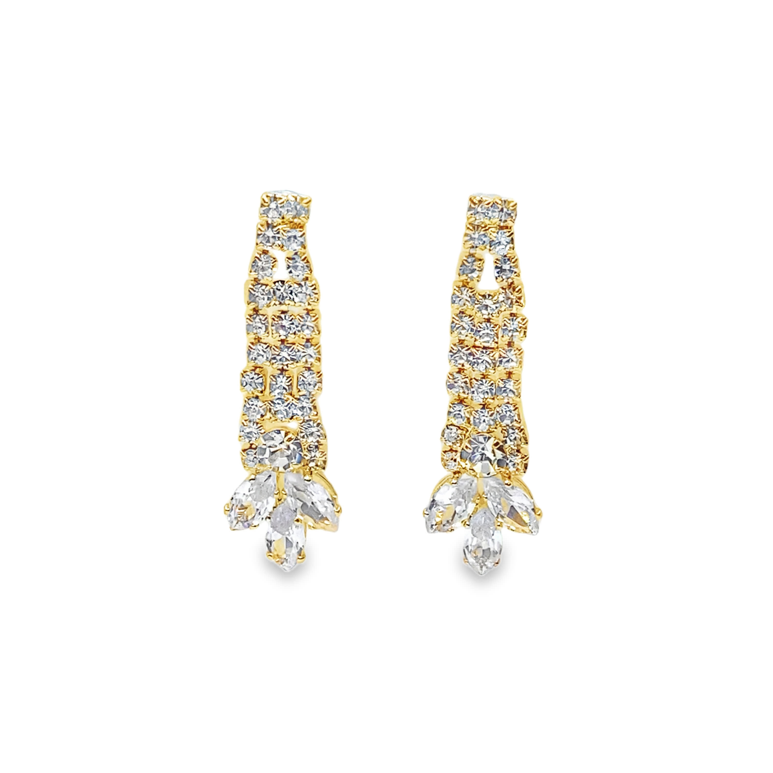 Eleganckie wiszące kolczyki z żółtego złota z brylantami o szlifie brylantowym