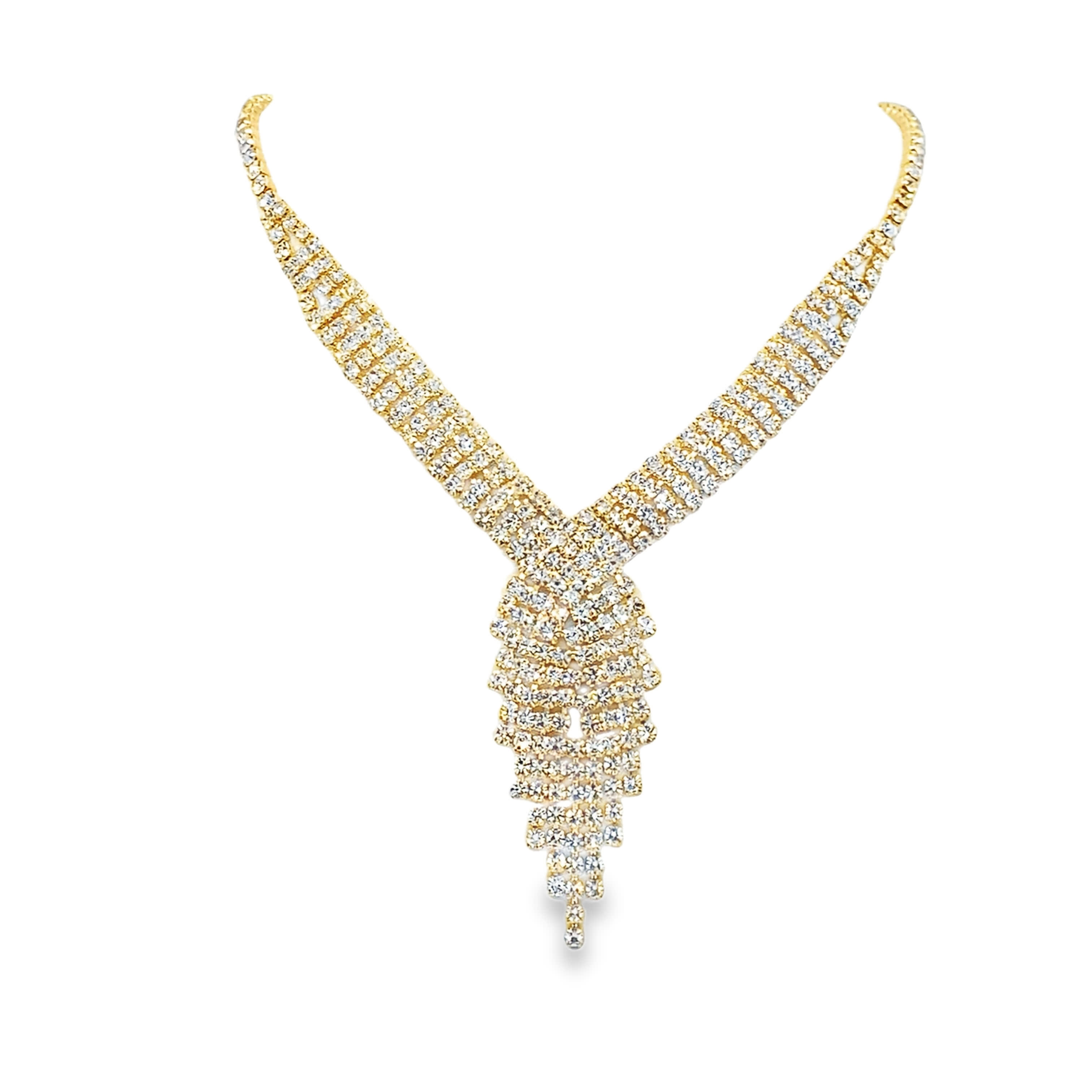 Naszyjnik kaskadowy z żółtego złota z diamentami