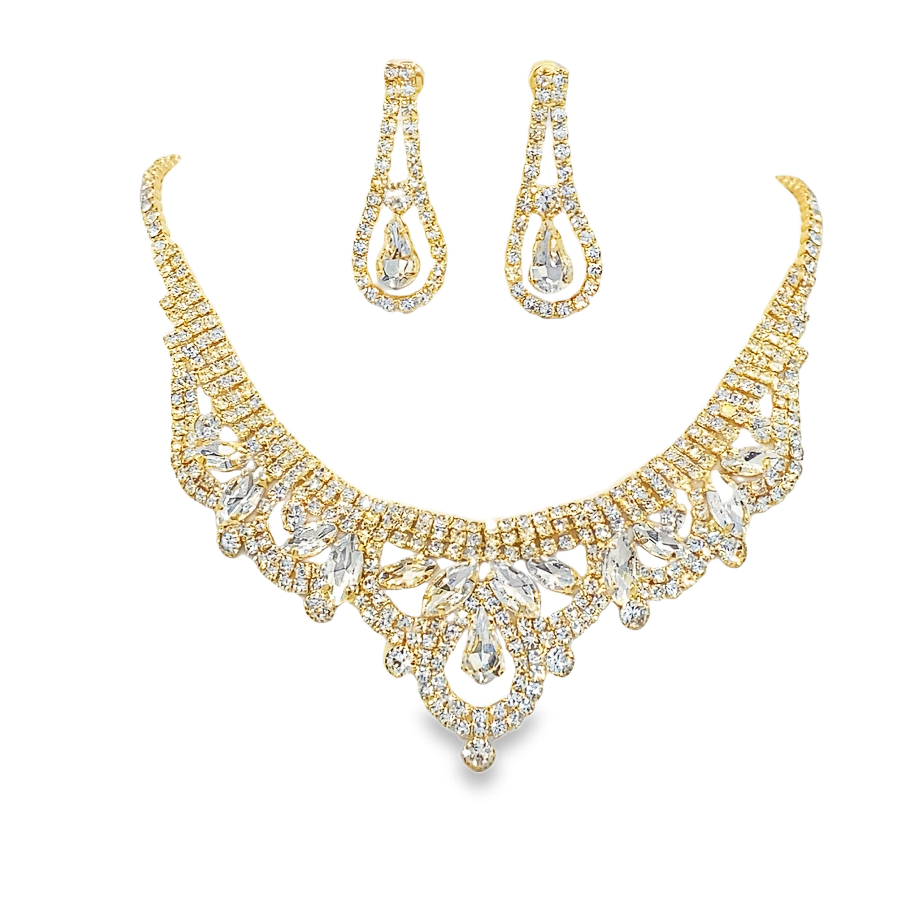 Elegancki naszyjnik z kryształkami w żółtym złocie