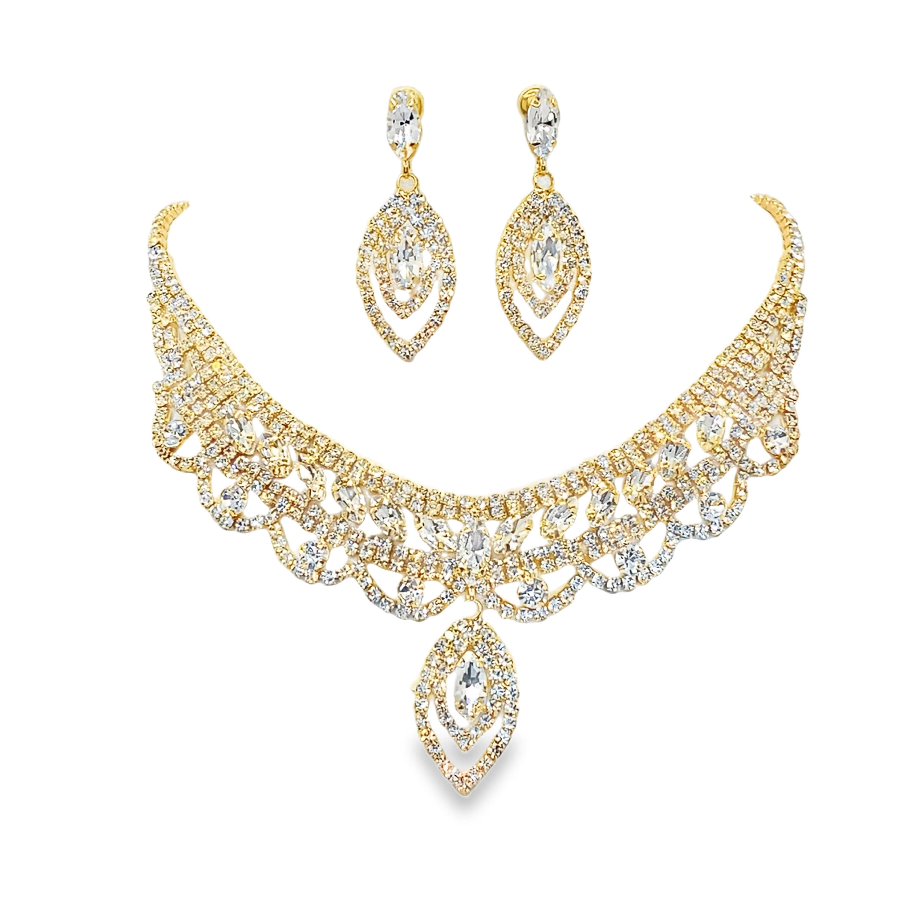 Naszyjnik z żółtego złota z diamentami o owalnym szlifie brylantowym