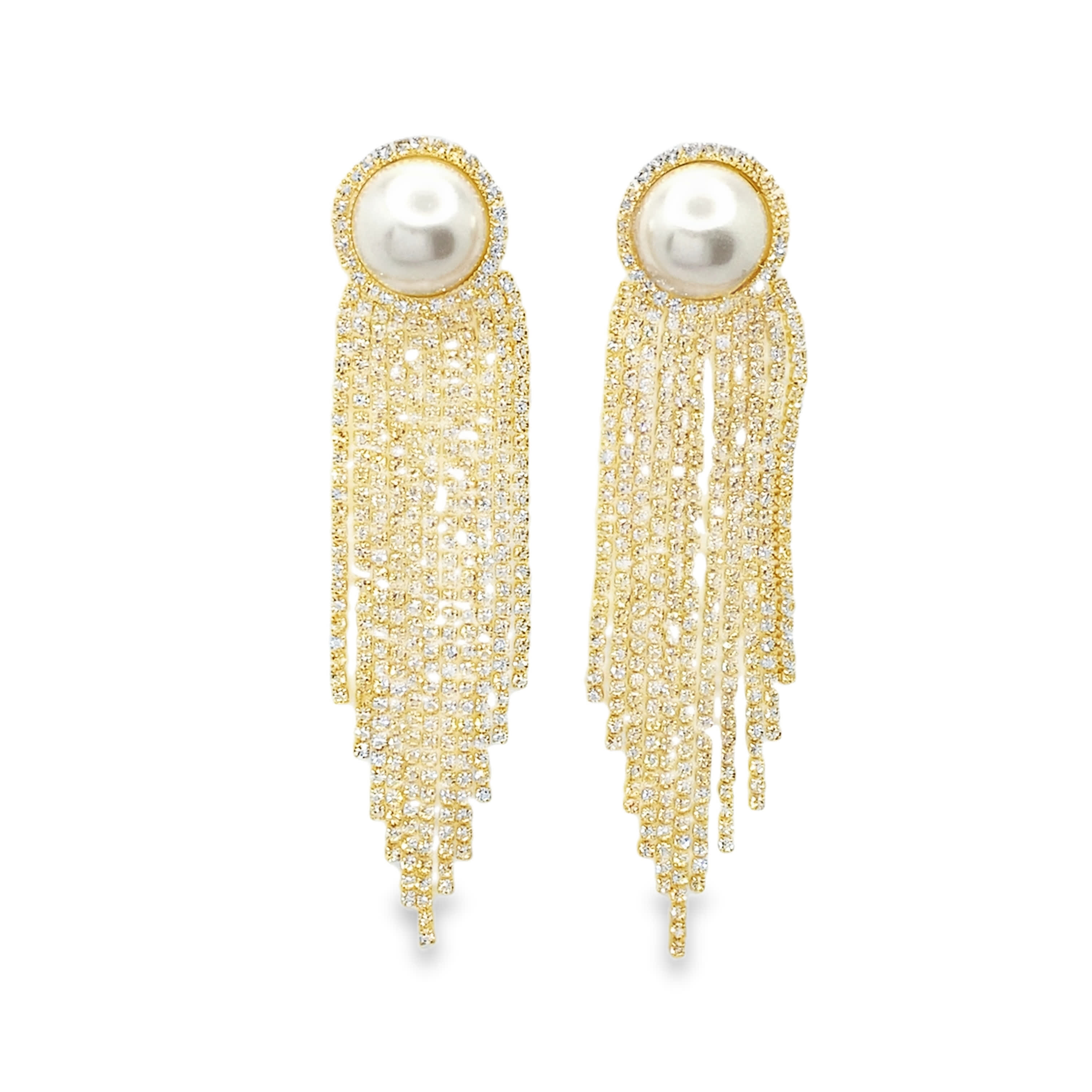 Kolczyki wiszące Cascade z pereł i żółtego złota