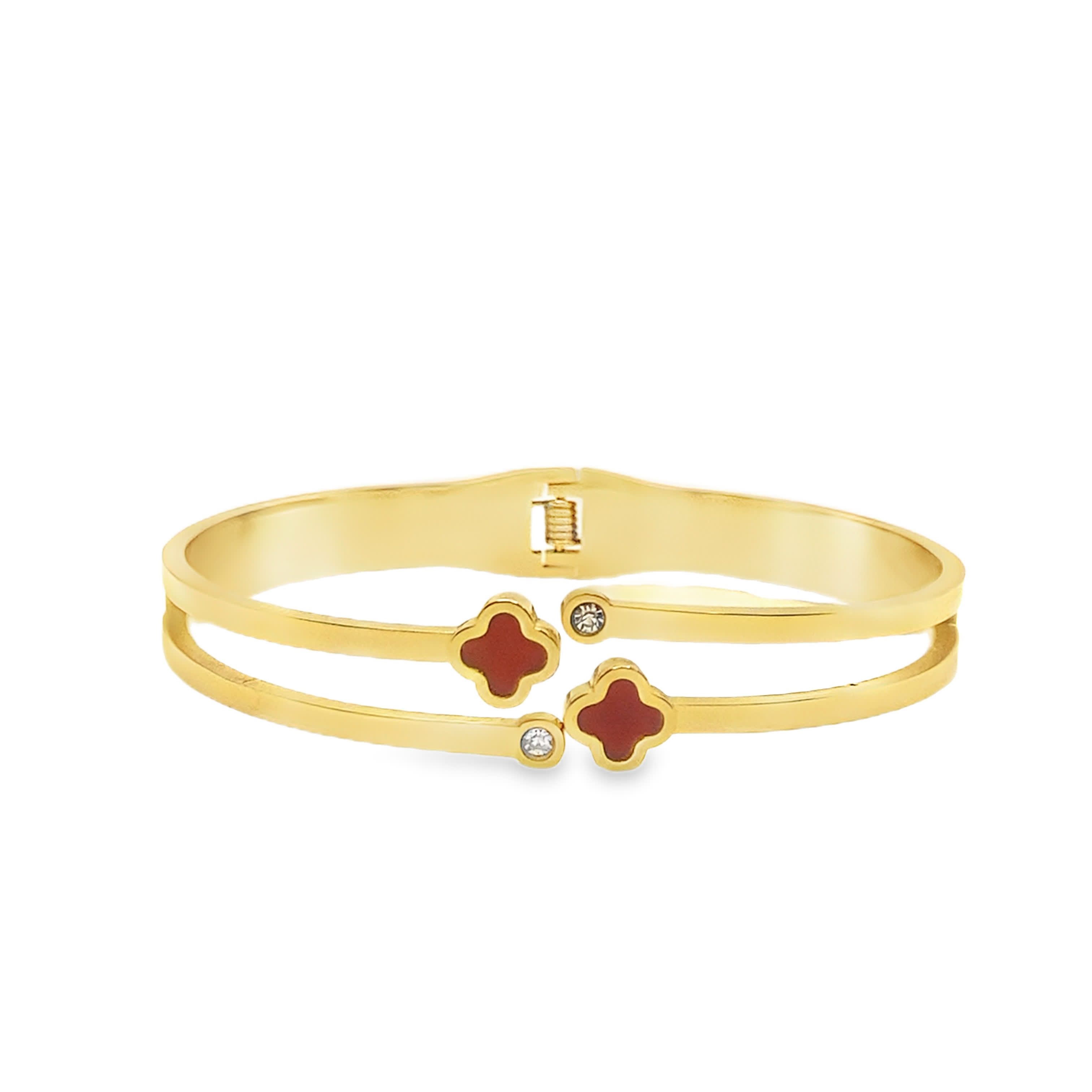 Bransoletka w kolorze żółtego złota z akcentami koniczyny diamentowej