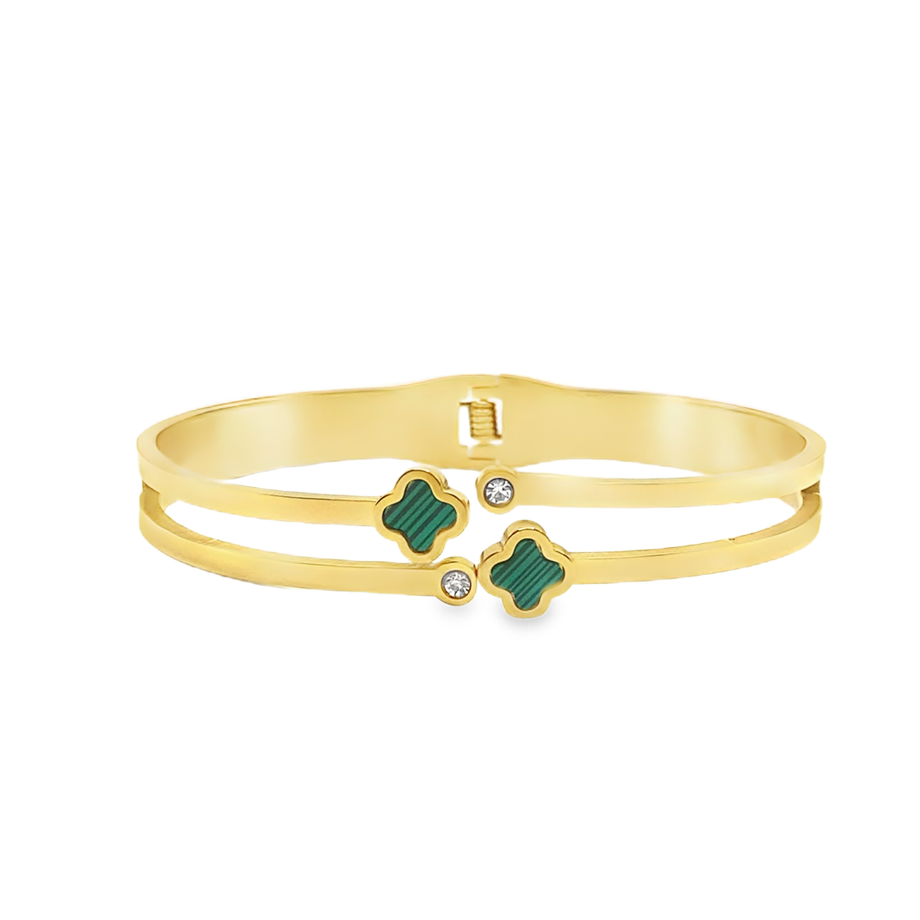 Bransoleta w kolorze żółtego złota z akcentami malachitu