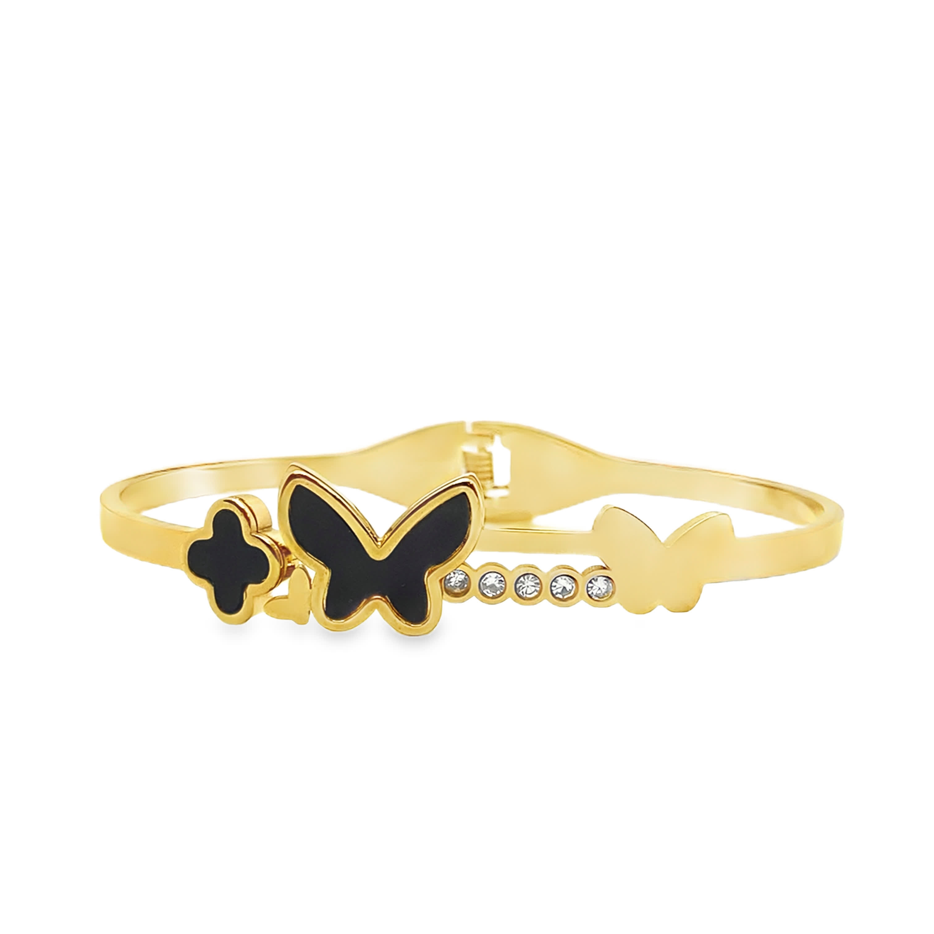 Bransoletka w kolorze żółtego złota z kryształowymi akcentami