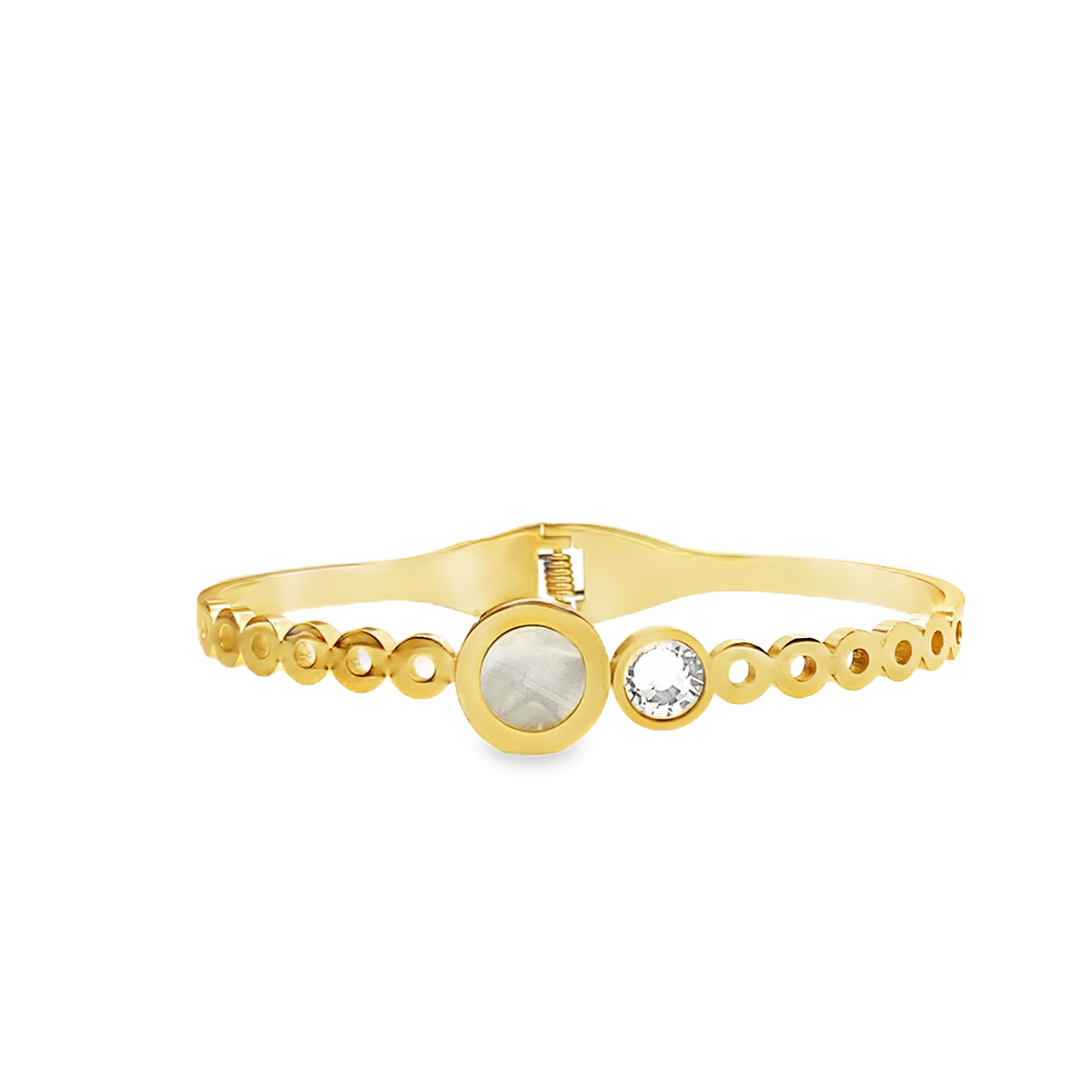 Bransoletka w kolorze żółtego złota z okrągłym kryształowym akcentem