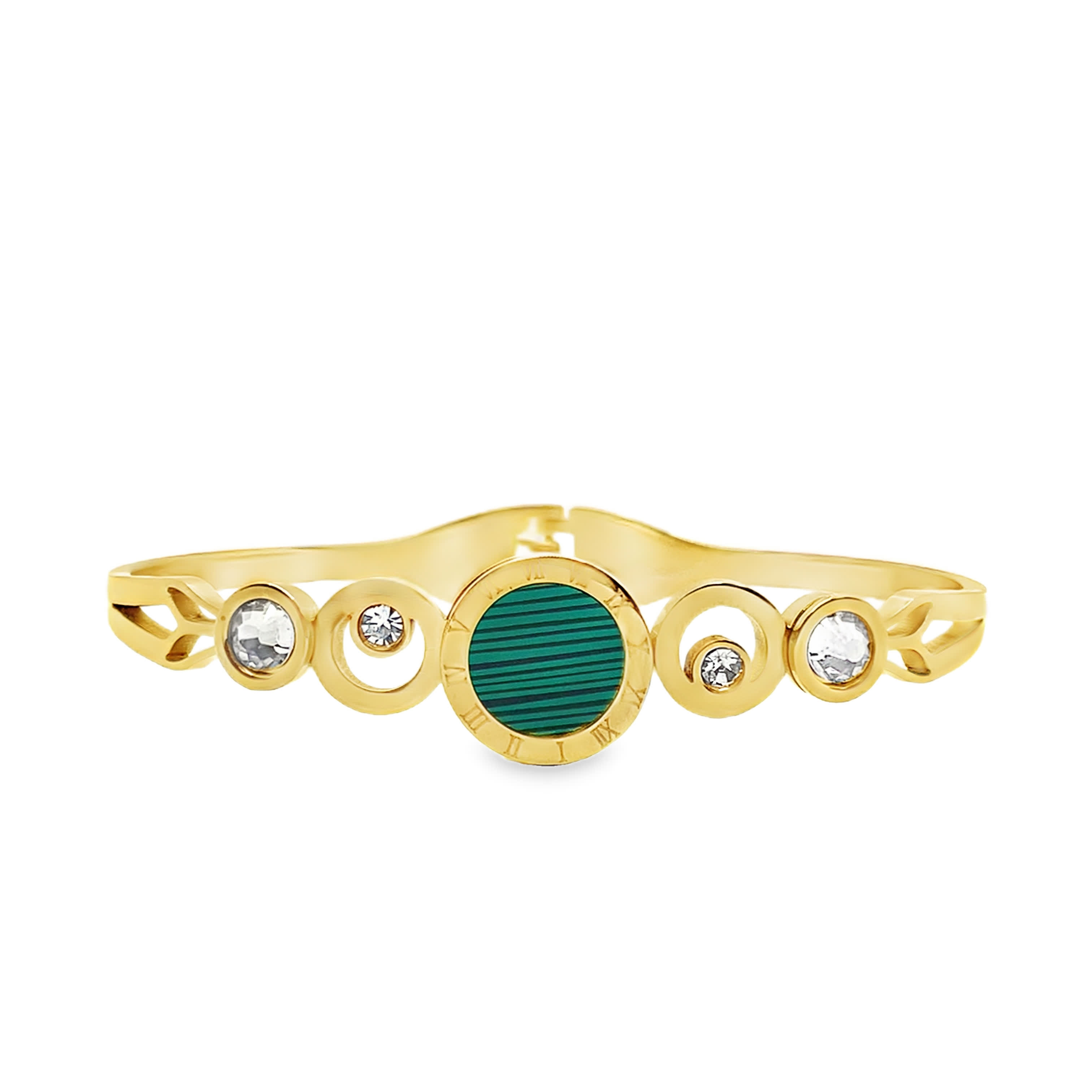 Bransoletka w kolorze żółtego złota z okrągłym szlifem kryształowym