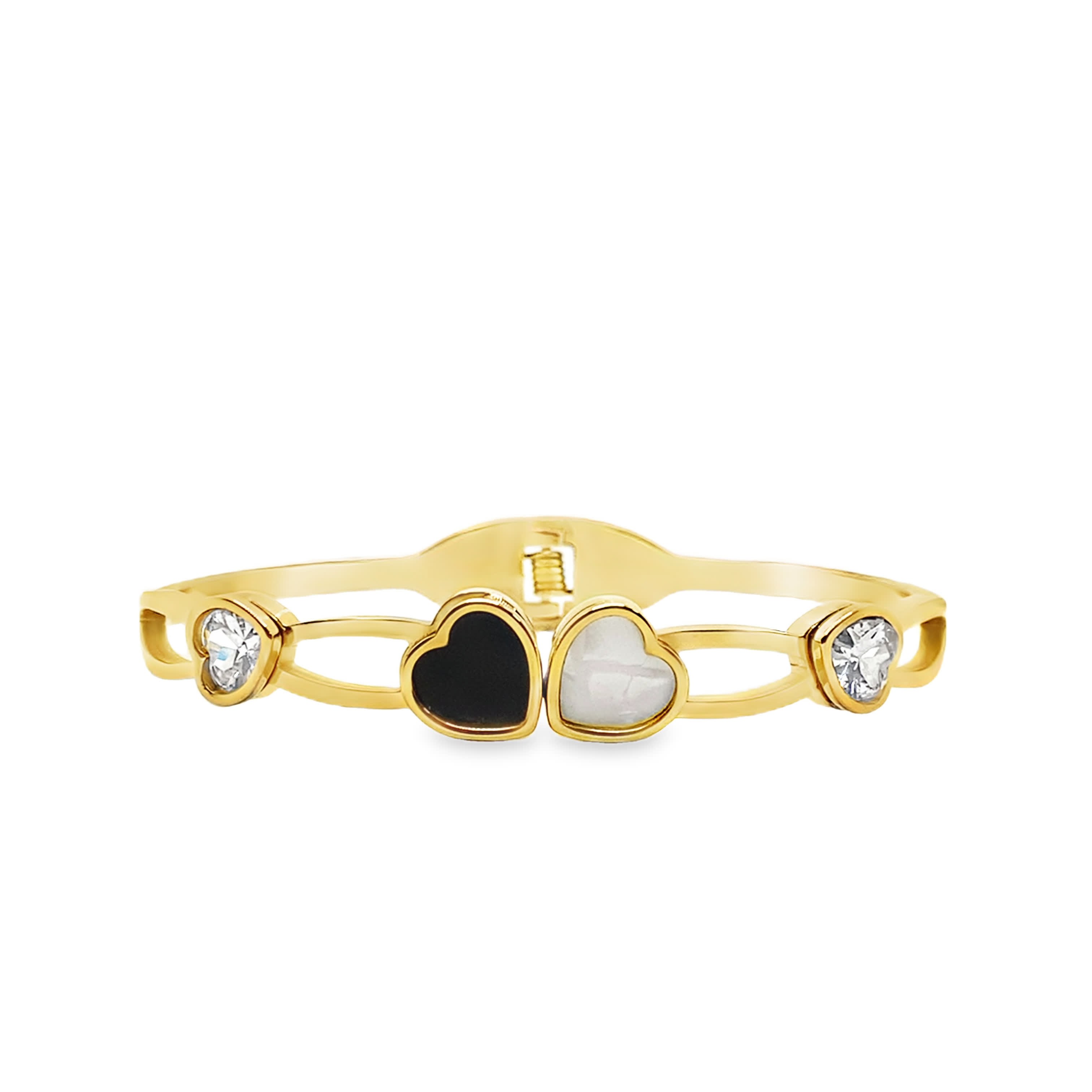 Bransoletka z żółtego złota z kryształkami w kształcie serca