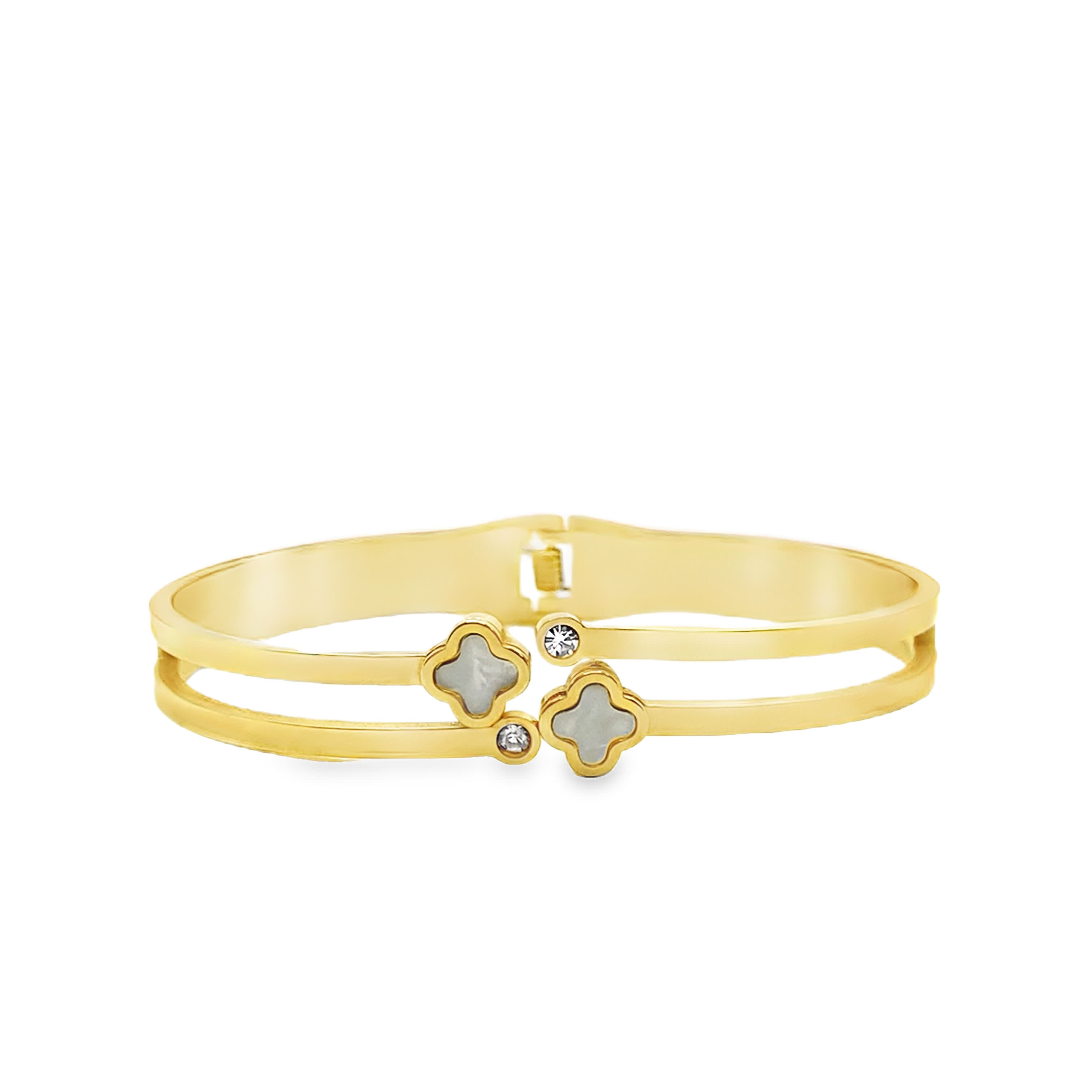 Bransoletka z żółtego złota z kryształowymi akcentami