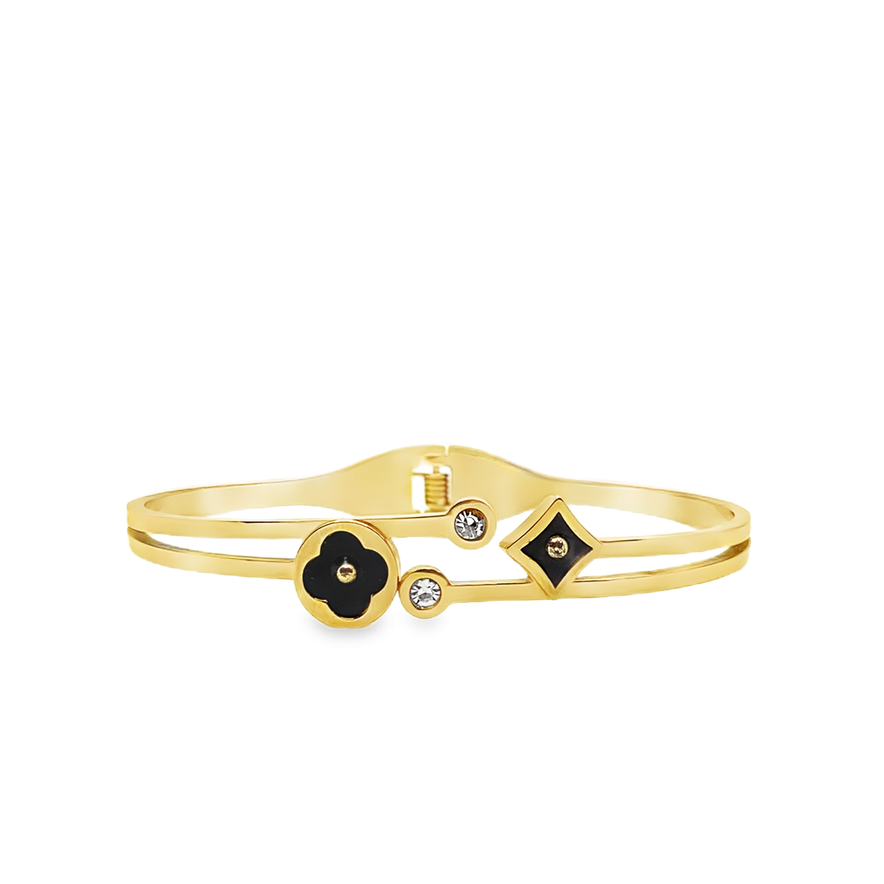 Bransoletka z żółtego złota z akcentami diamentowymi i designerskimi motywami