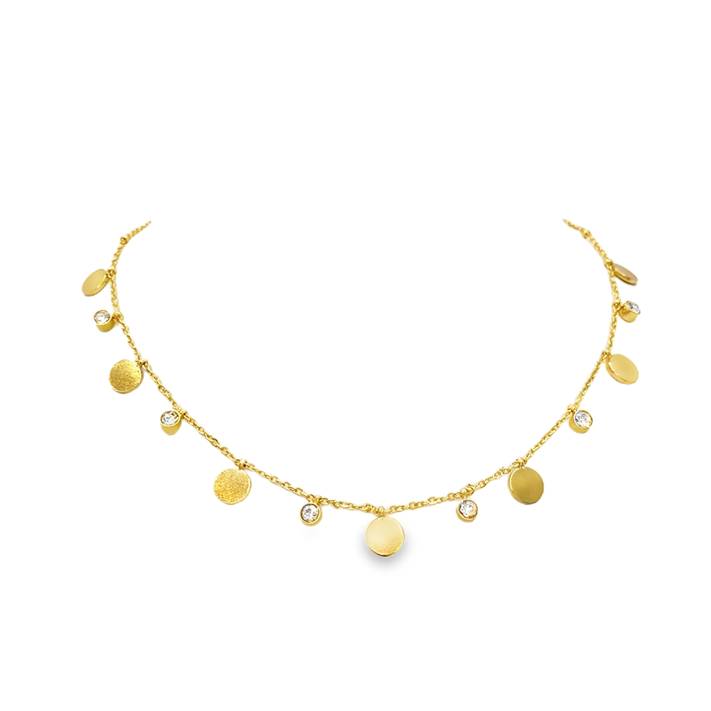 Naszyjnik z żółtego złota z akcentami diamentowymi