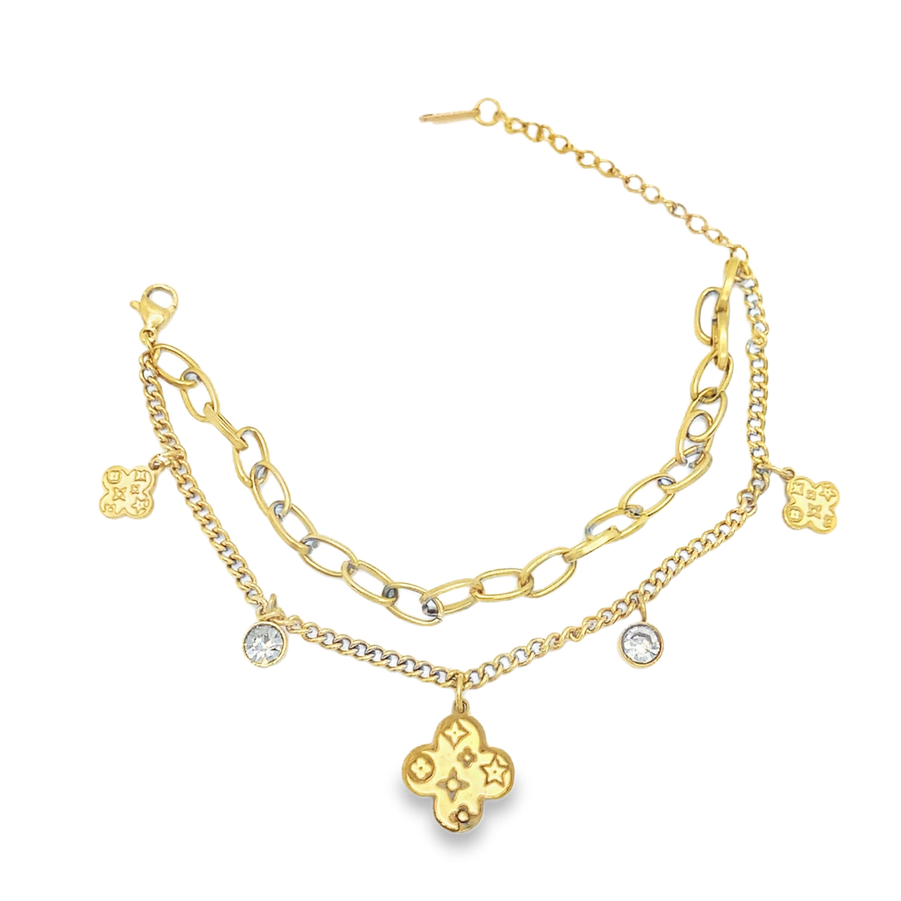 Bransoletka z łańcuszkiem warstwowym z żółtego złota