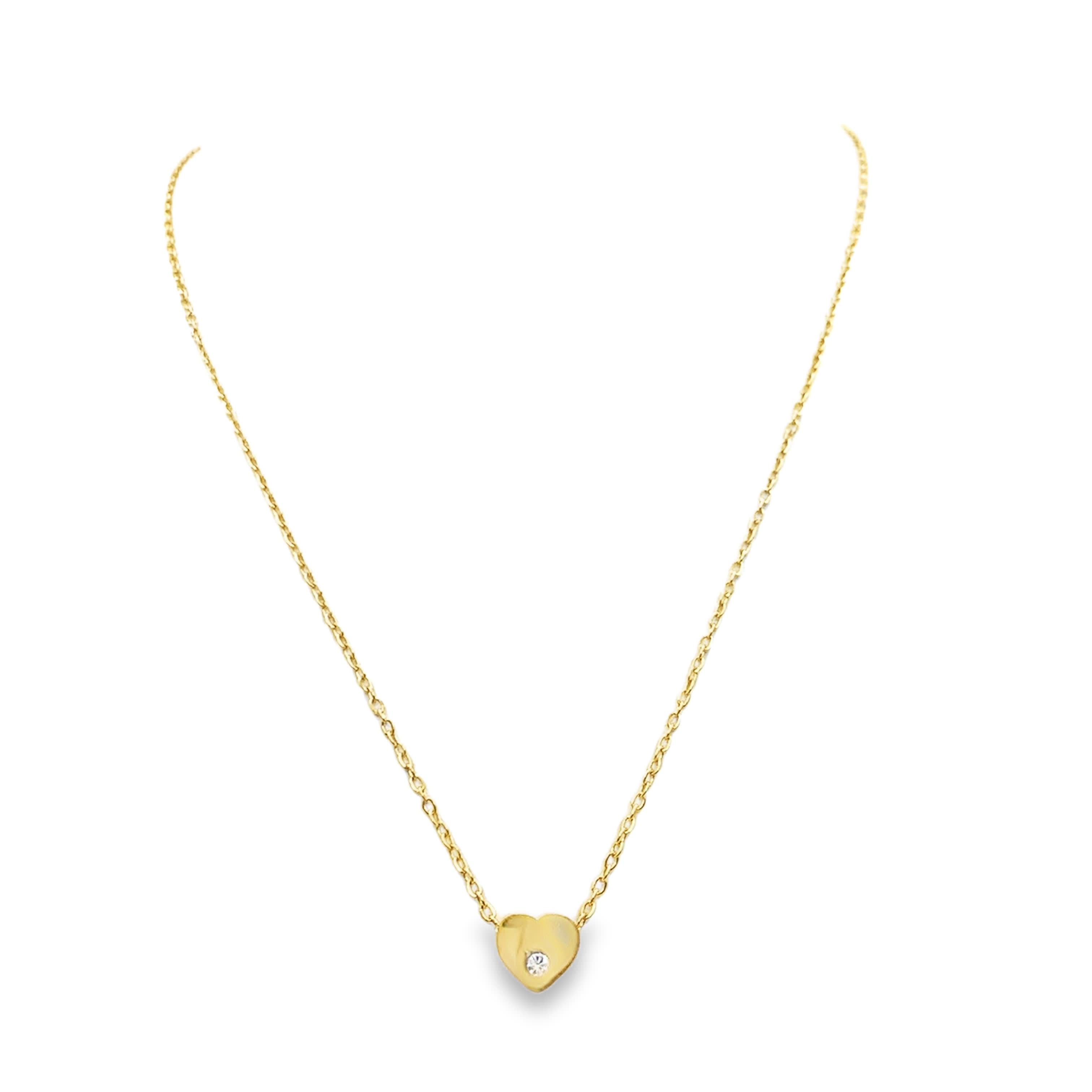 Naszyjnik z żółtego złota z wisiorkiem w kształcie serca z diamentem