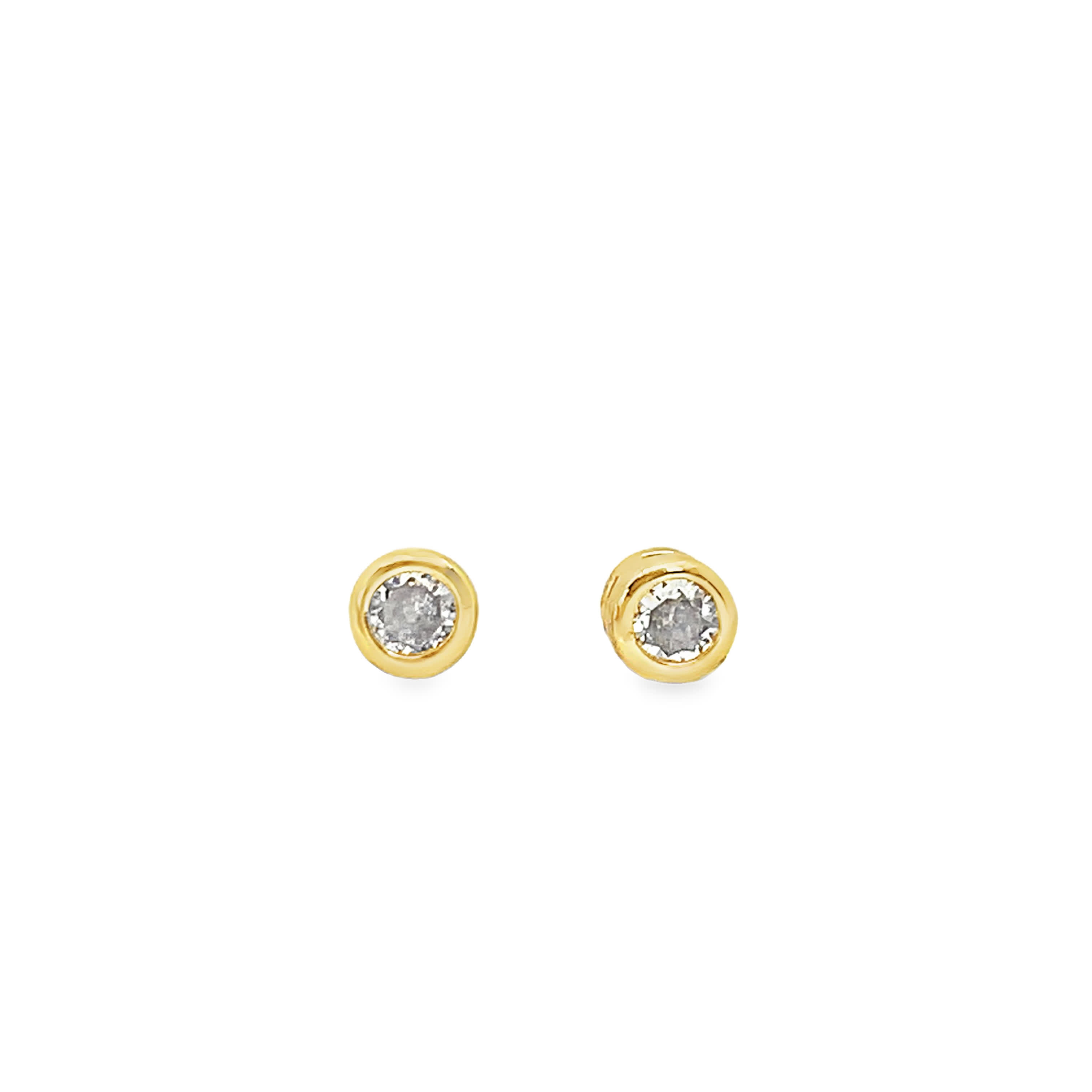 Yellow Gold Stud Earrings with Round Brilliant Cut Diamonds