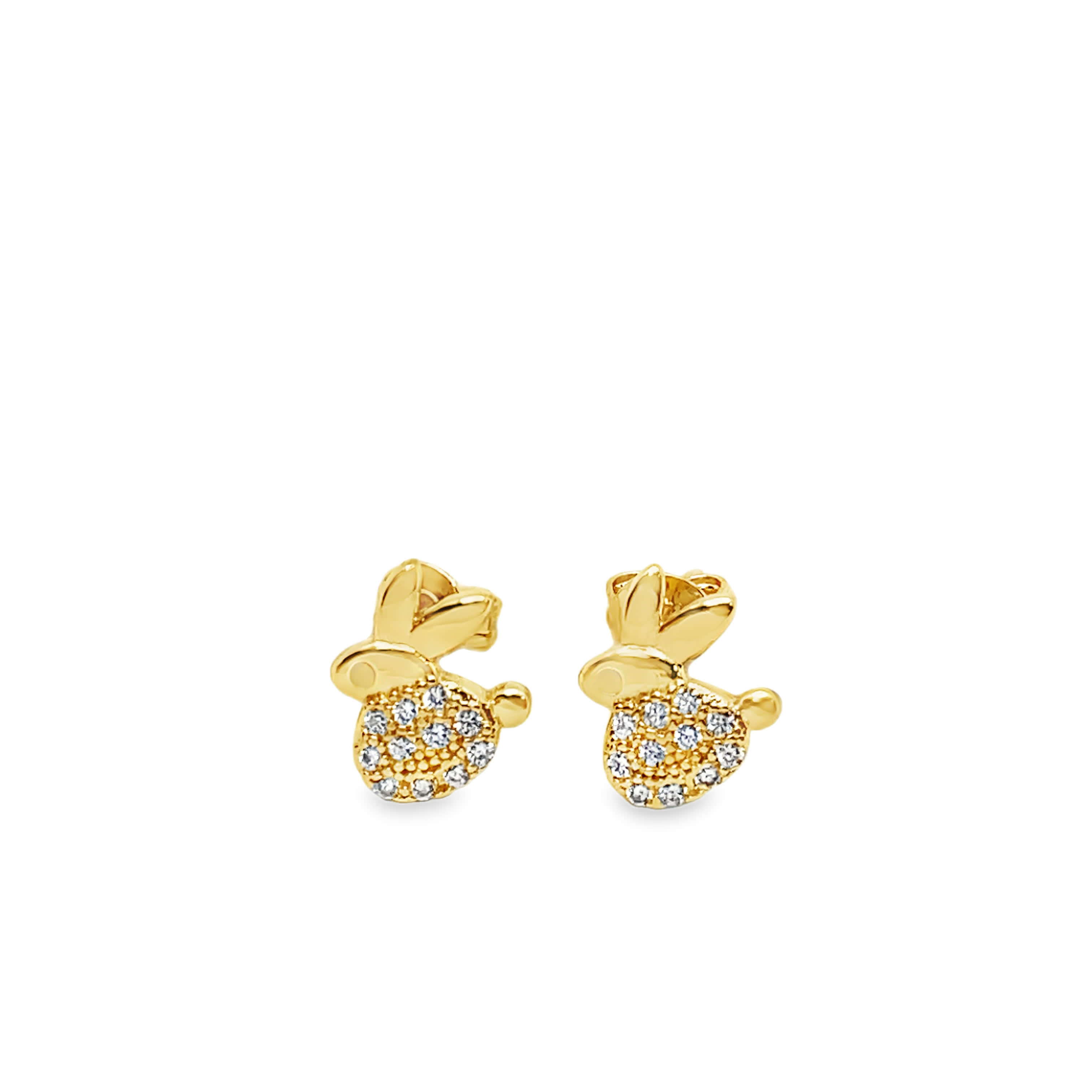 Diamond-Accented Yellow Gold Bunny Stud Earrings