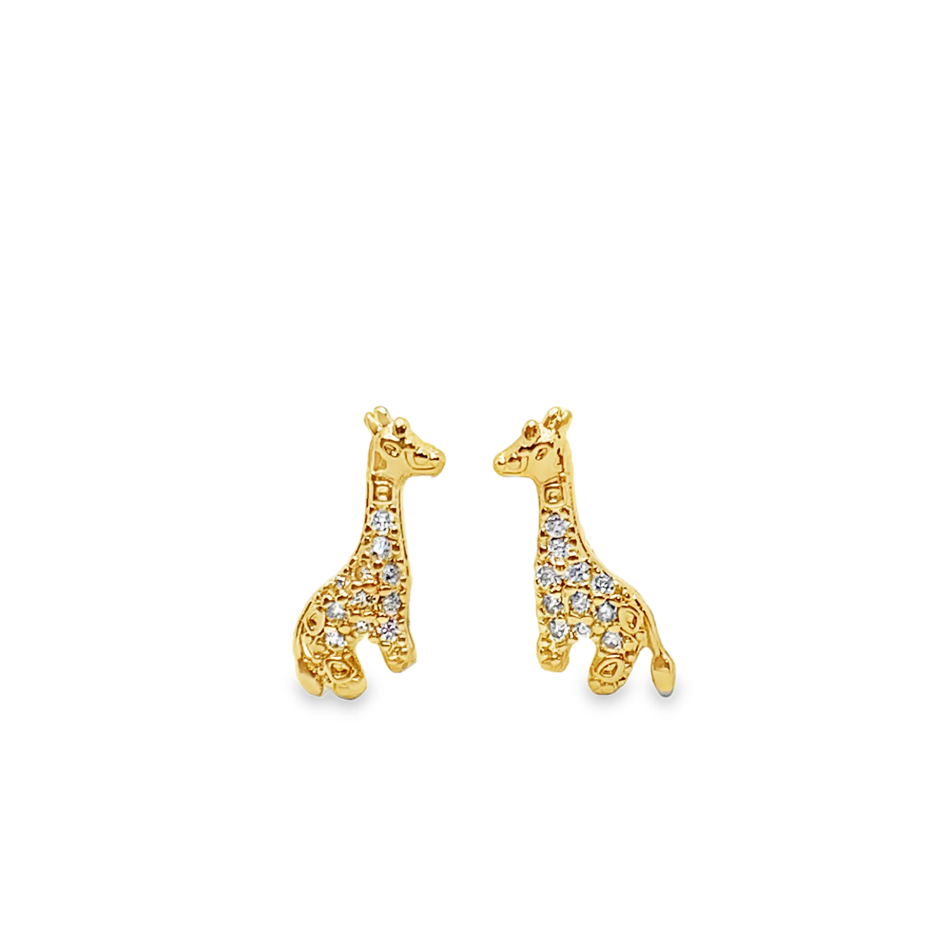 Diamond-Accented Yellow Gold Giraffe Stud Earrings
