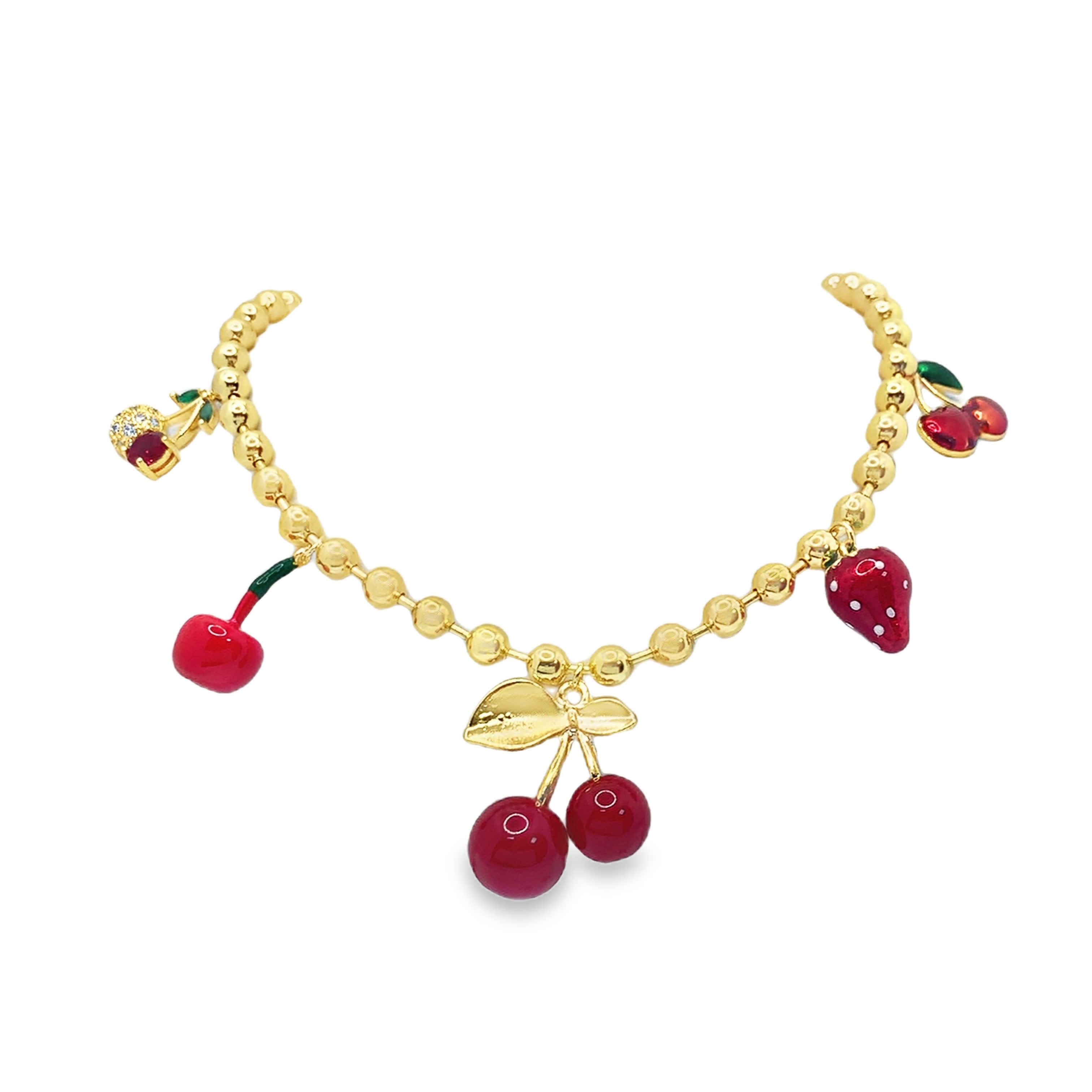 Uroczy naszyjnik z zawieszkami z metalu z motywami owoców