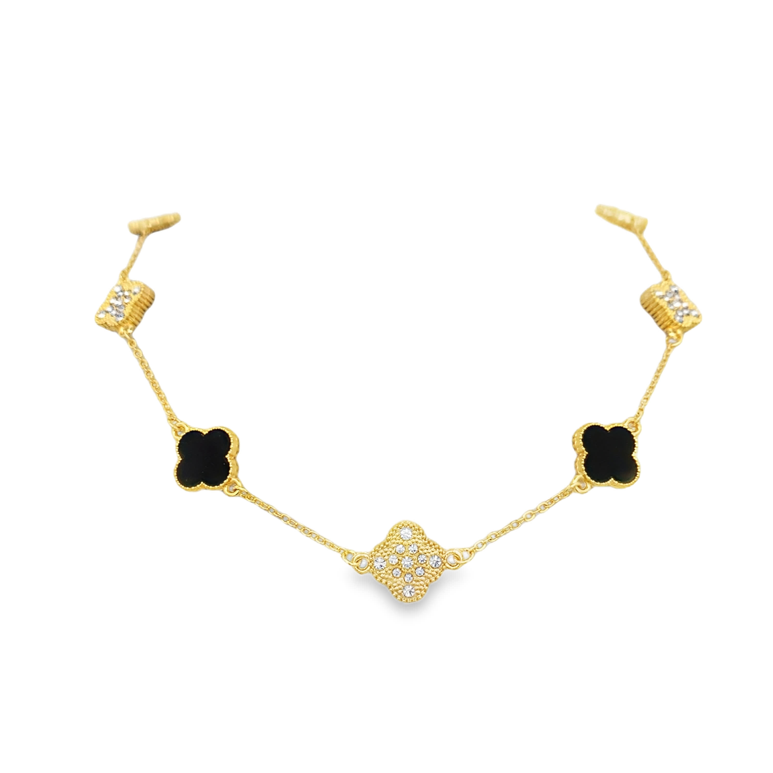 Elegancki naszyjnik łańcuszkowy z pozłacanego metalu z motywami kwiatowymi