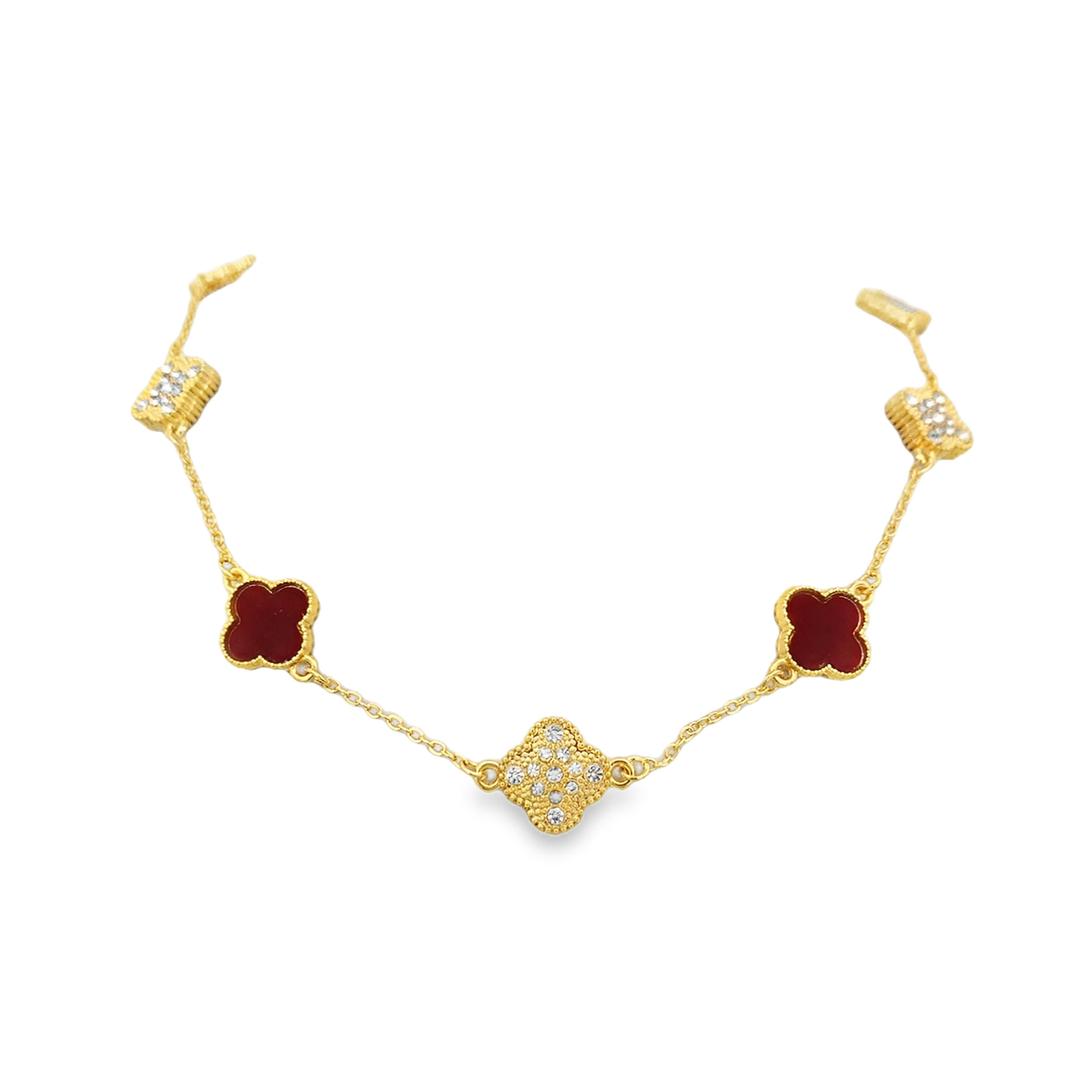 Naszyjnik stacyjny koniczynka z pozłacanego metalu