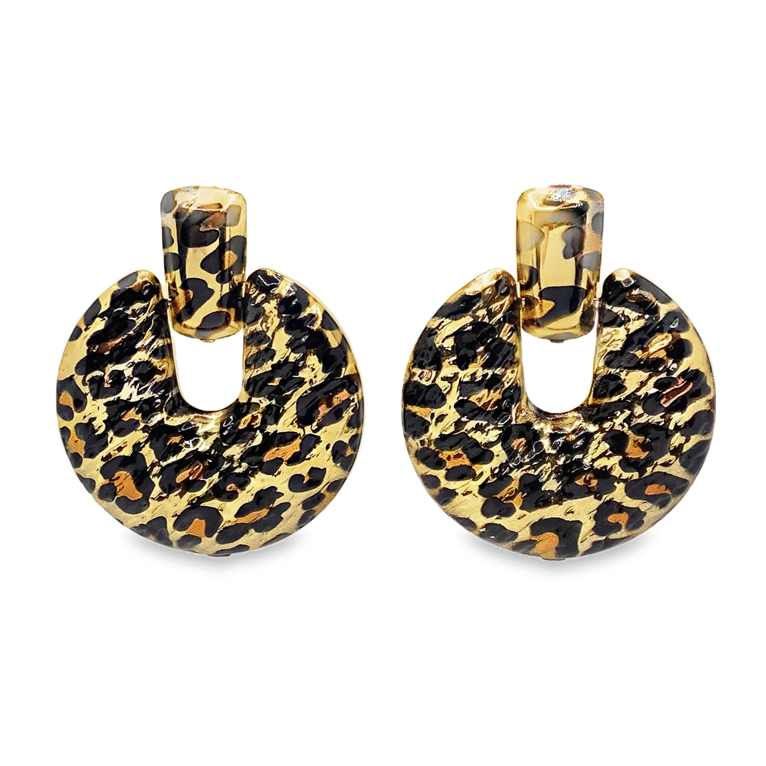 Wyraziste wiszące kolczyki w kolorze żółtego złota z wyjątkowym wzorem