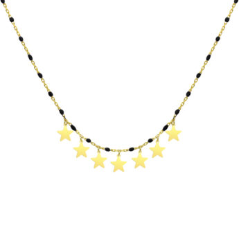 Choker z gwiazdkami srebrny pozłacany z czarną emalią jubilerską