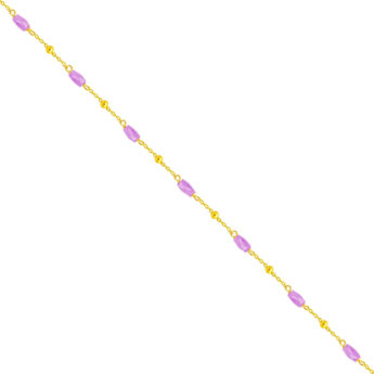 Bransoletka na nogę z fioletowymi kryształkami srebrna pozłacana