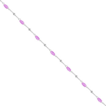 Bransoletka na nogę z fioletowymi kryształkami srebrna