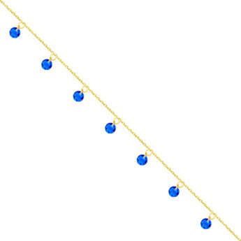 Bransoletka na nogę z granatowymi kryształkami srebrna pozłacana