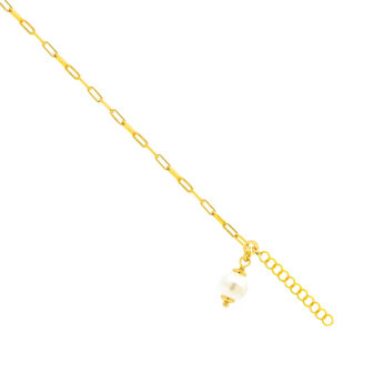 Bransoletka na nogę delikatny łańcuch z perełką srebrna pozłacana