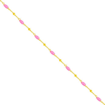 Bransoletka na nogę z różowymi kryształkami srebrna pozłacana