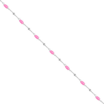 Bransoletka na nogę z różowymi kryształkami srebrna