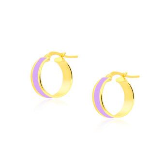 Kolczyki koła z fioletową emalią srebrne pozłacane