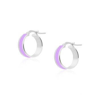 Kolczyki koła z fioletową emalią srebrn
