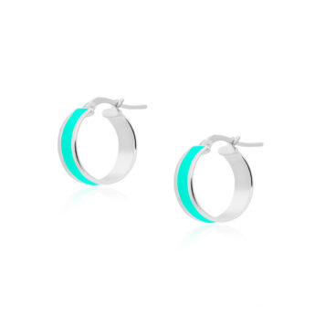 Kolczyki koła z turkusową emalią srebrne