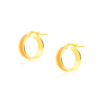 Kolczyki koła z pomarańczową emalią srebrne pozłacane