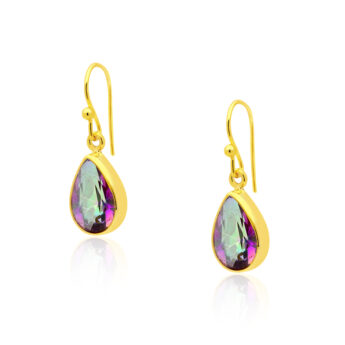 Kolczyki z magicznym topazem łezki srebrne pozłacane