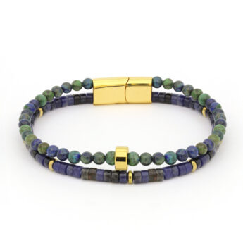 Bransoletka męska z lapis lazuli – stal szlachetna