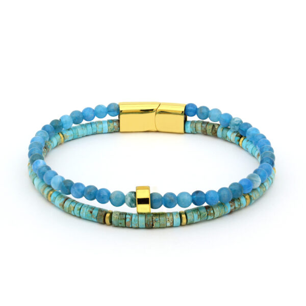 Bransoletka męska z turkusem i niebieskim kwarcem
