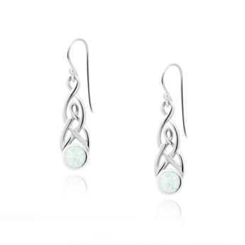 Kolczyki z białym opalem wiszące srebrne