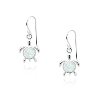 Kolczyki żółwie biały opal srebrne